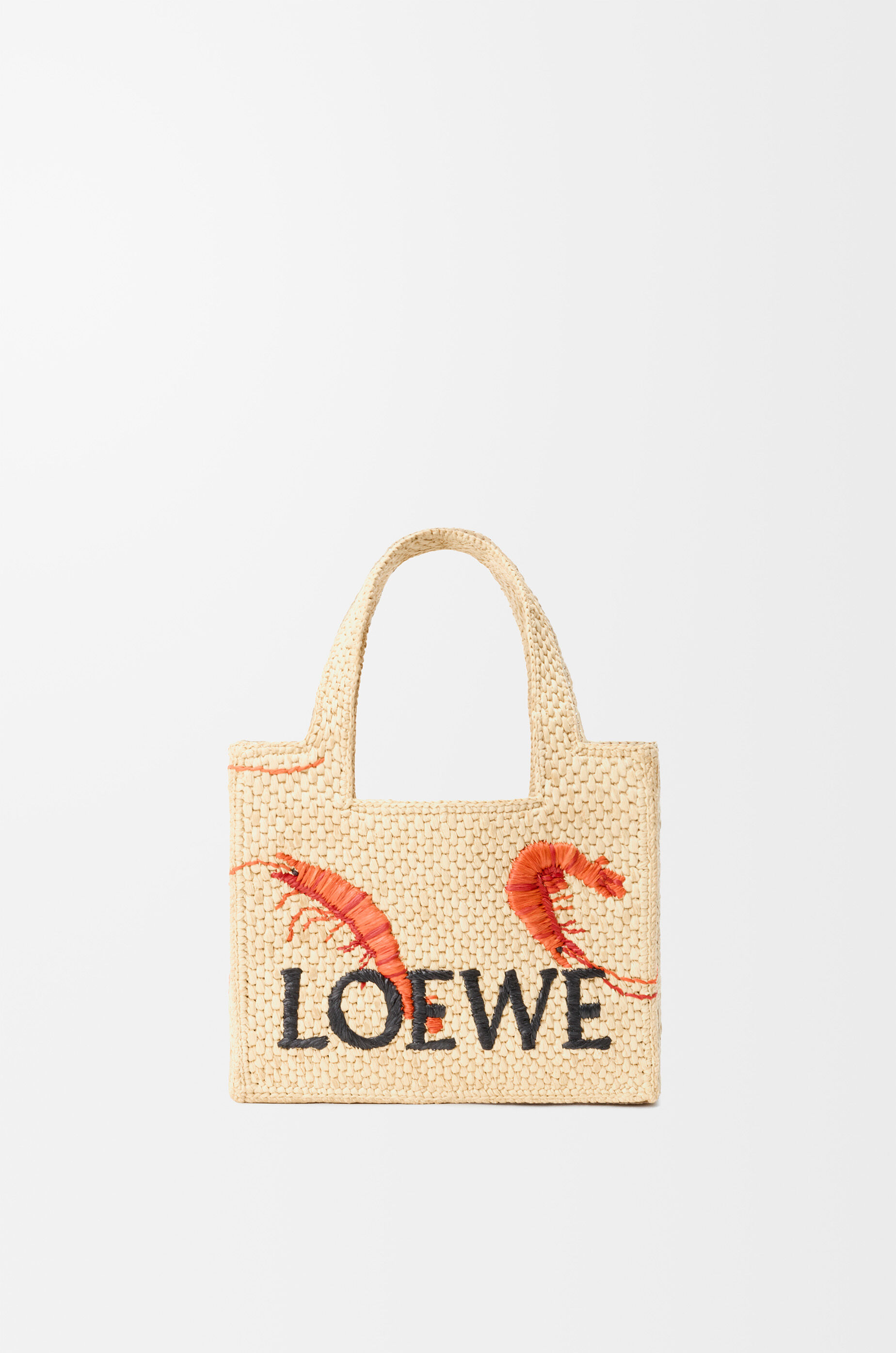 LOEWE Mini LOEWE Font tote in raffia Natural/Orange