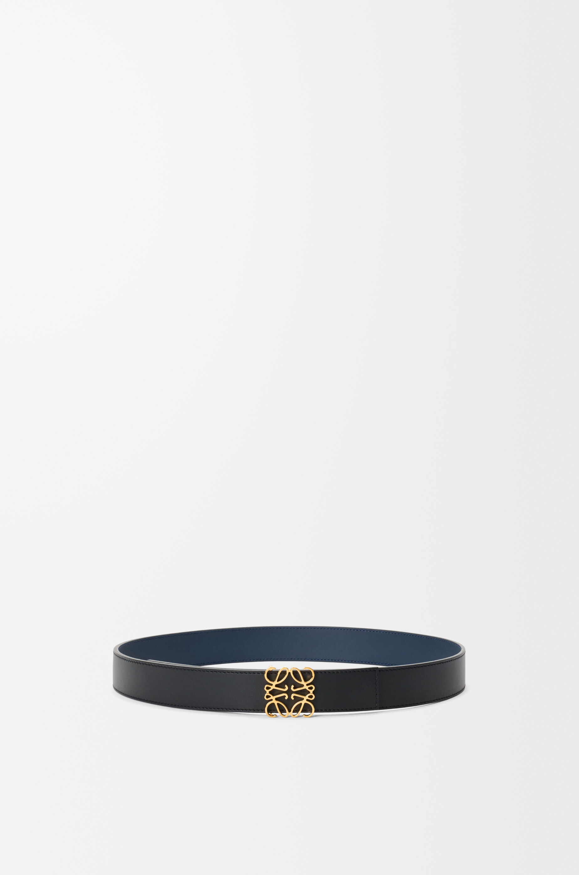 LOEWE Reversible Anagram belt in smooth calfskin Black/Ocean/Gold