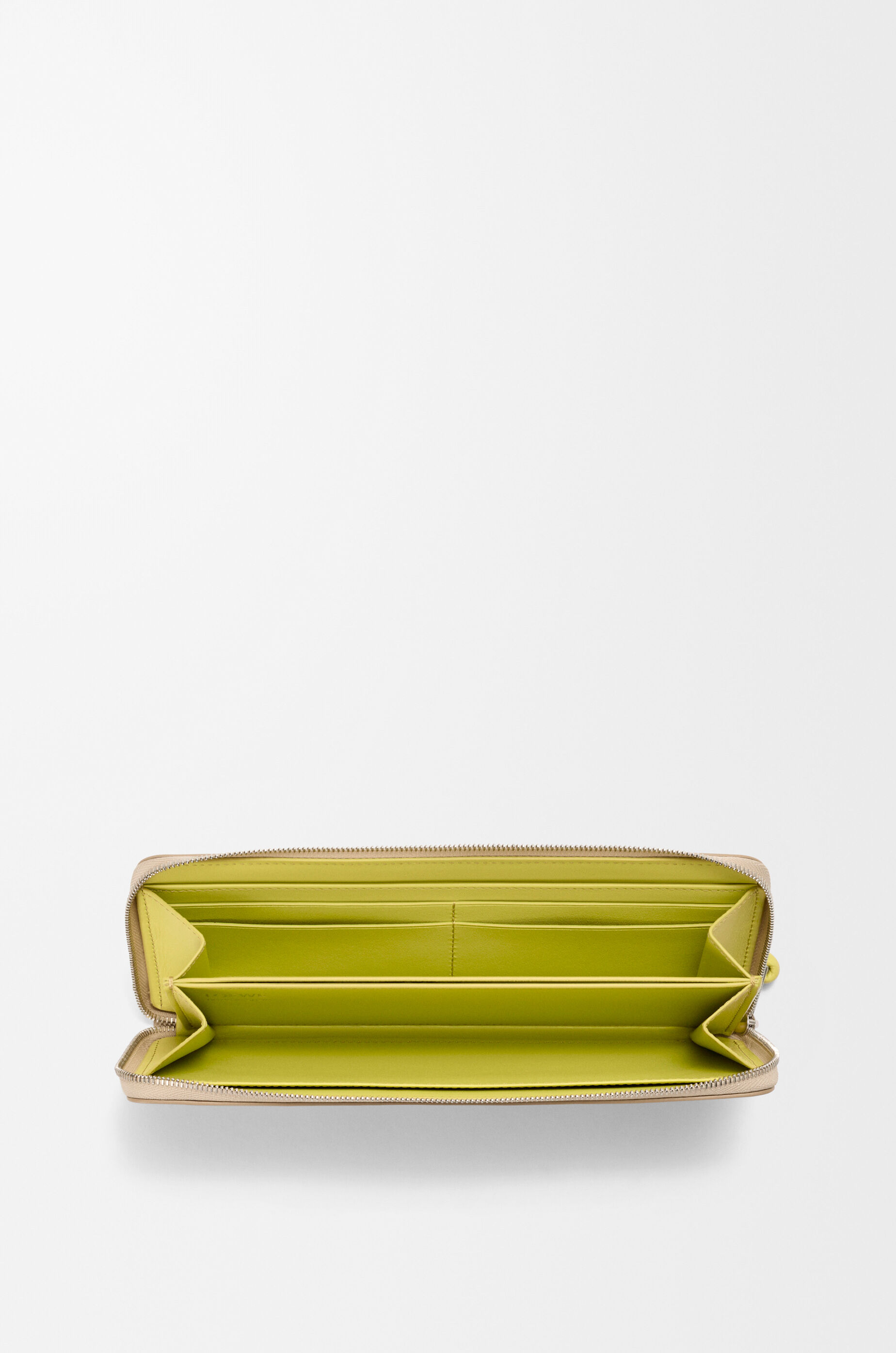 LOEWE Knot zip around wallet in shiny nappa calfskin Beige/Lemon