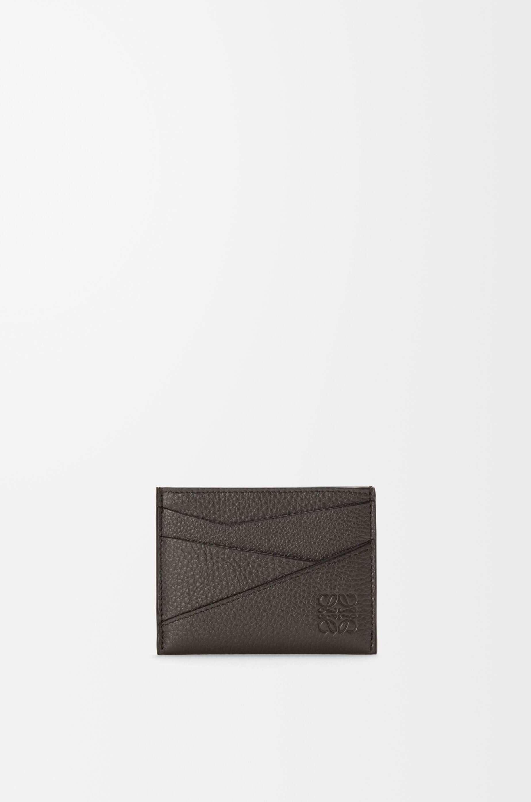 LOEWE Puzzle plain cardholder in supple grained calfskin Dark Grey