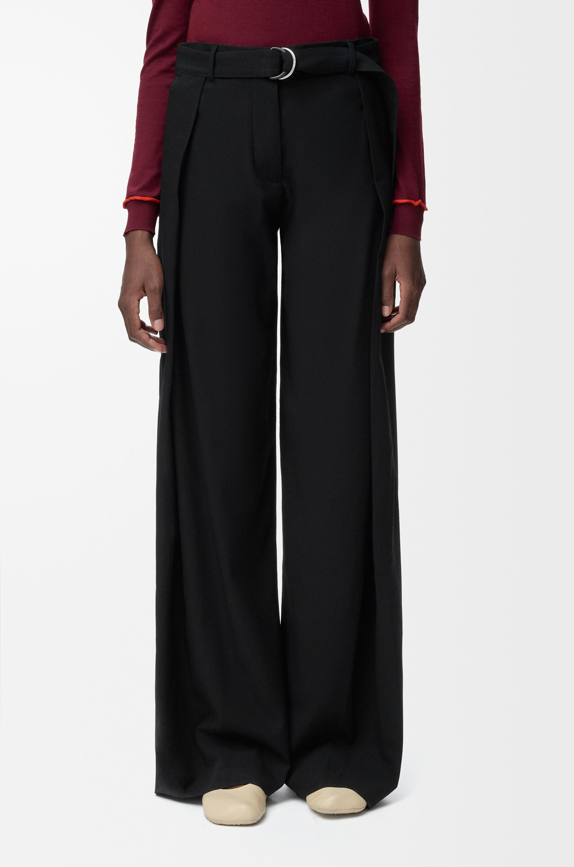 LOEWE Belted trousers in wool Black