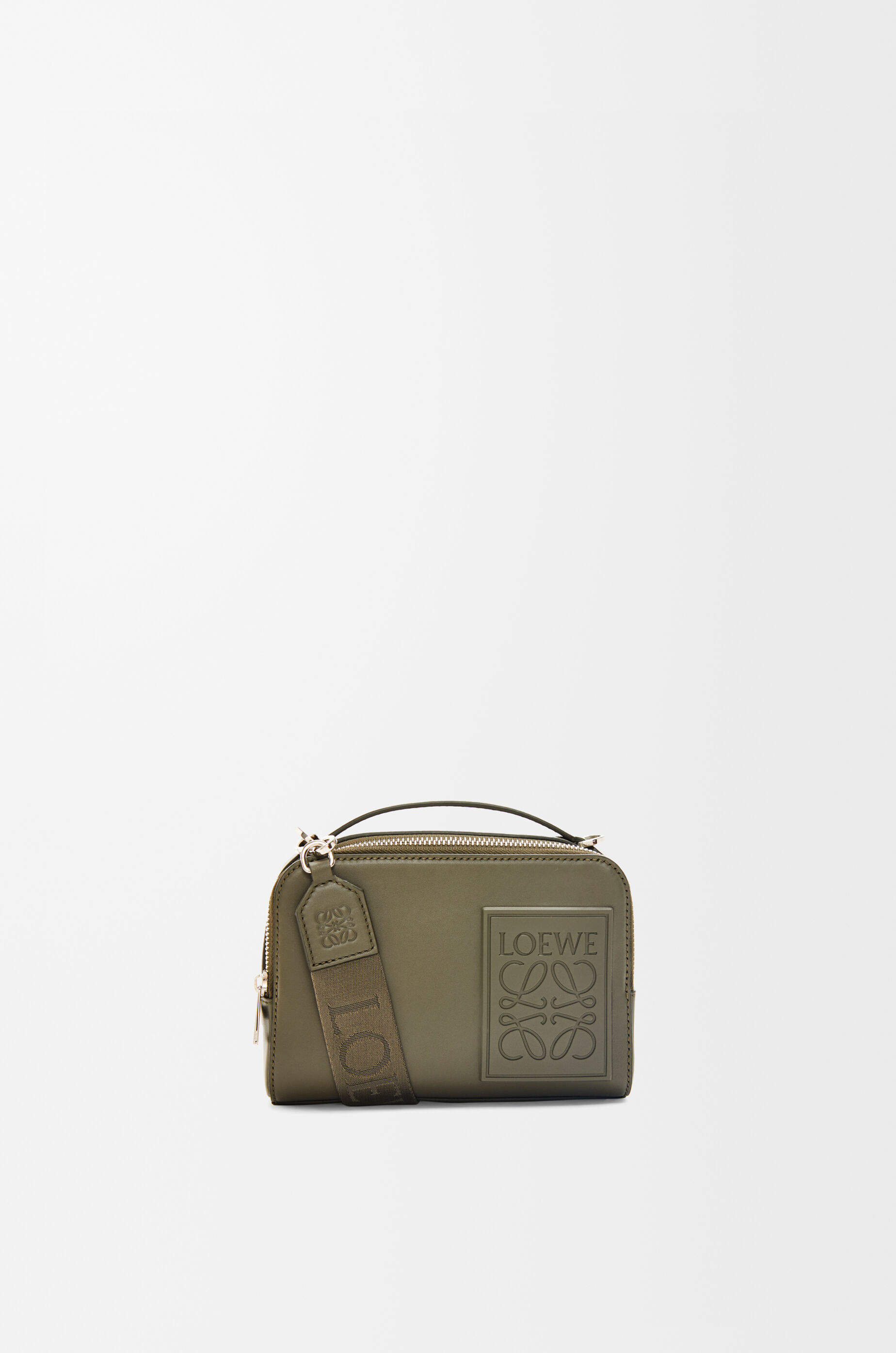 LOEWE Mini crossbody camera bag in satin calfskin Khaki Green