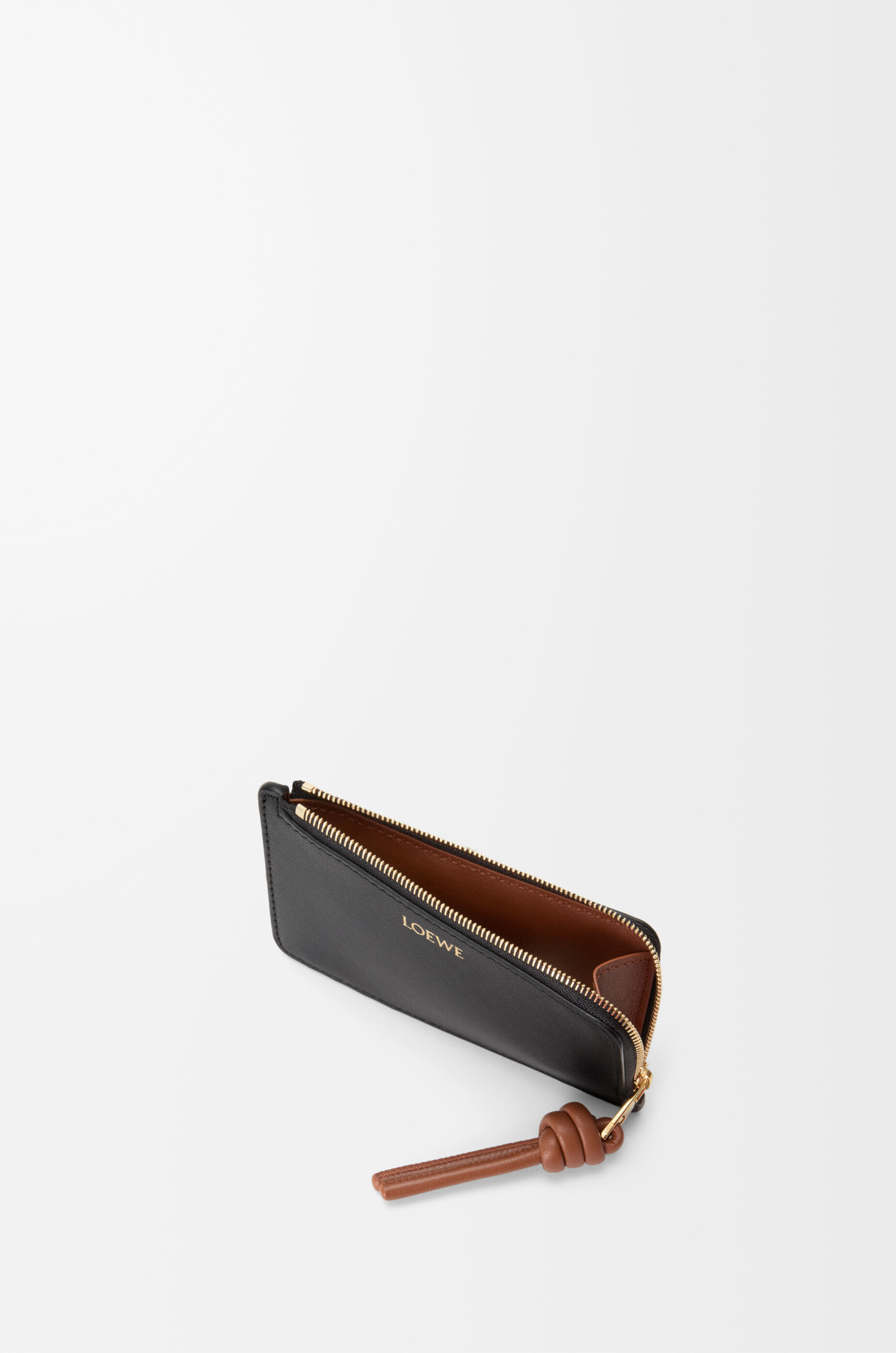 LOEWE Knot coin cardholder in shiny nappa calfskin Black/Squirrel