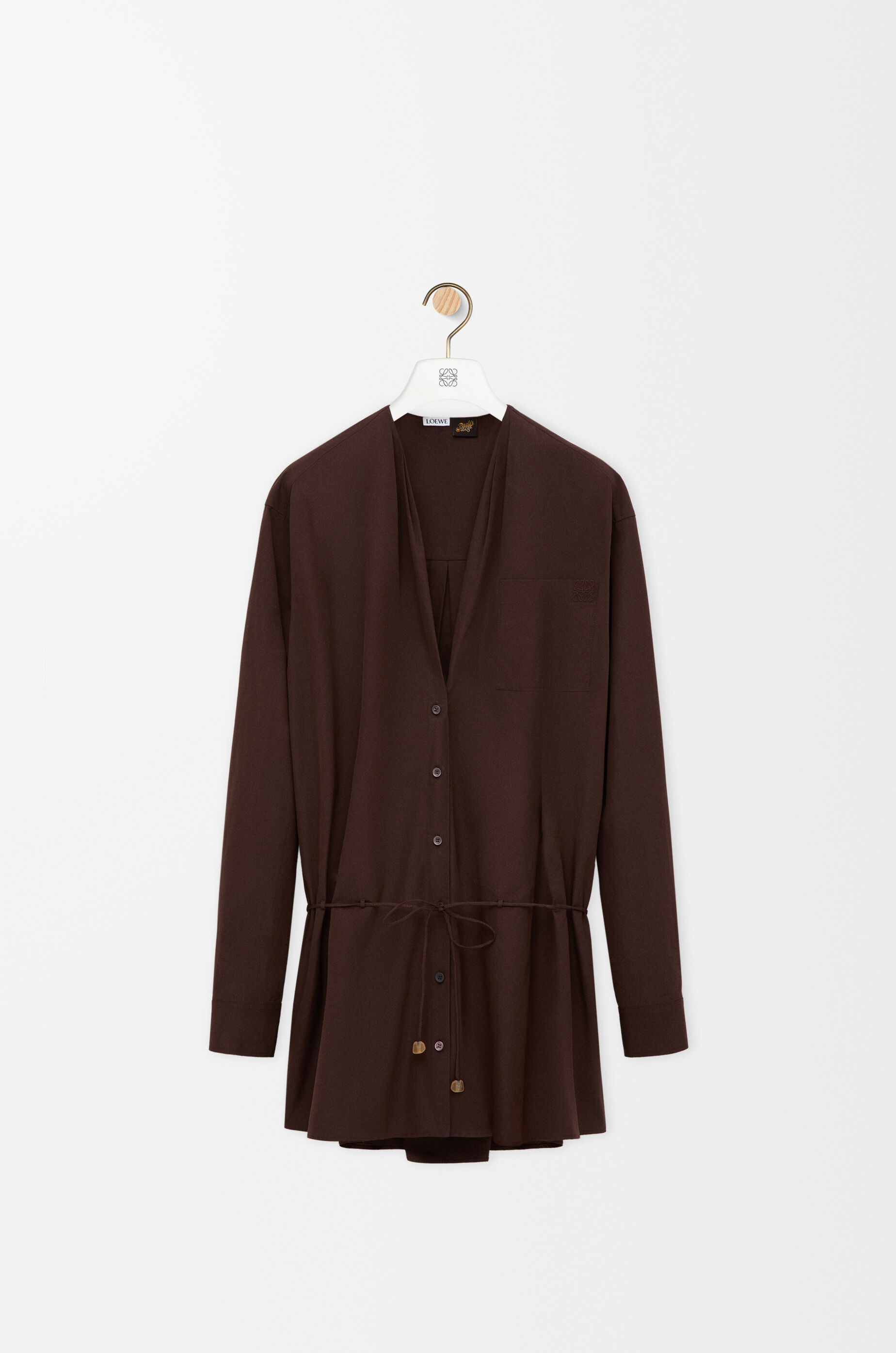 LOEWE Shirt dress in cotton Chocolate Brown