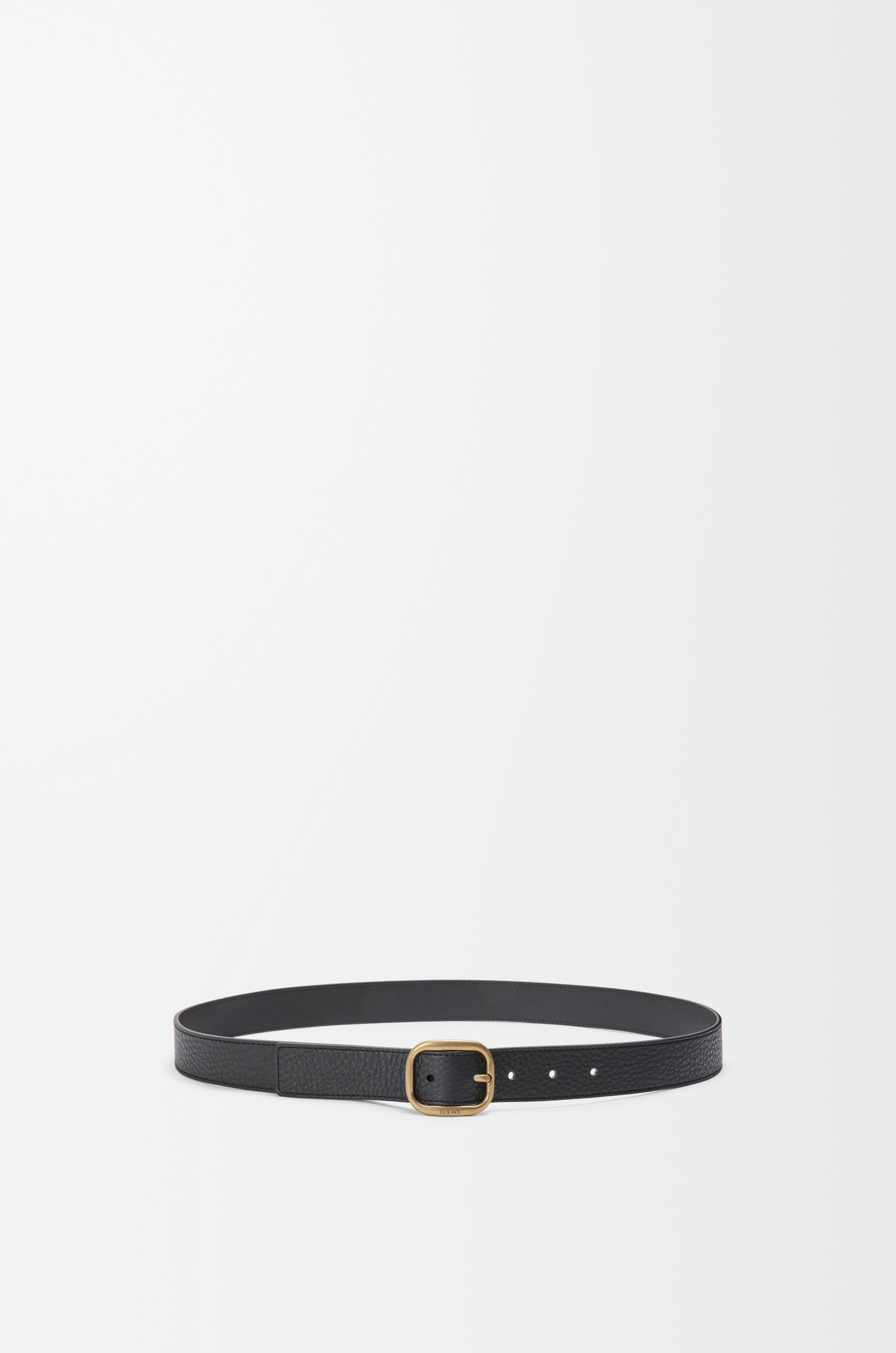 LOEWE Rounded soft belt in supple grained calfskin Black/Gold
