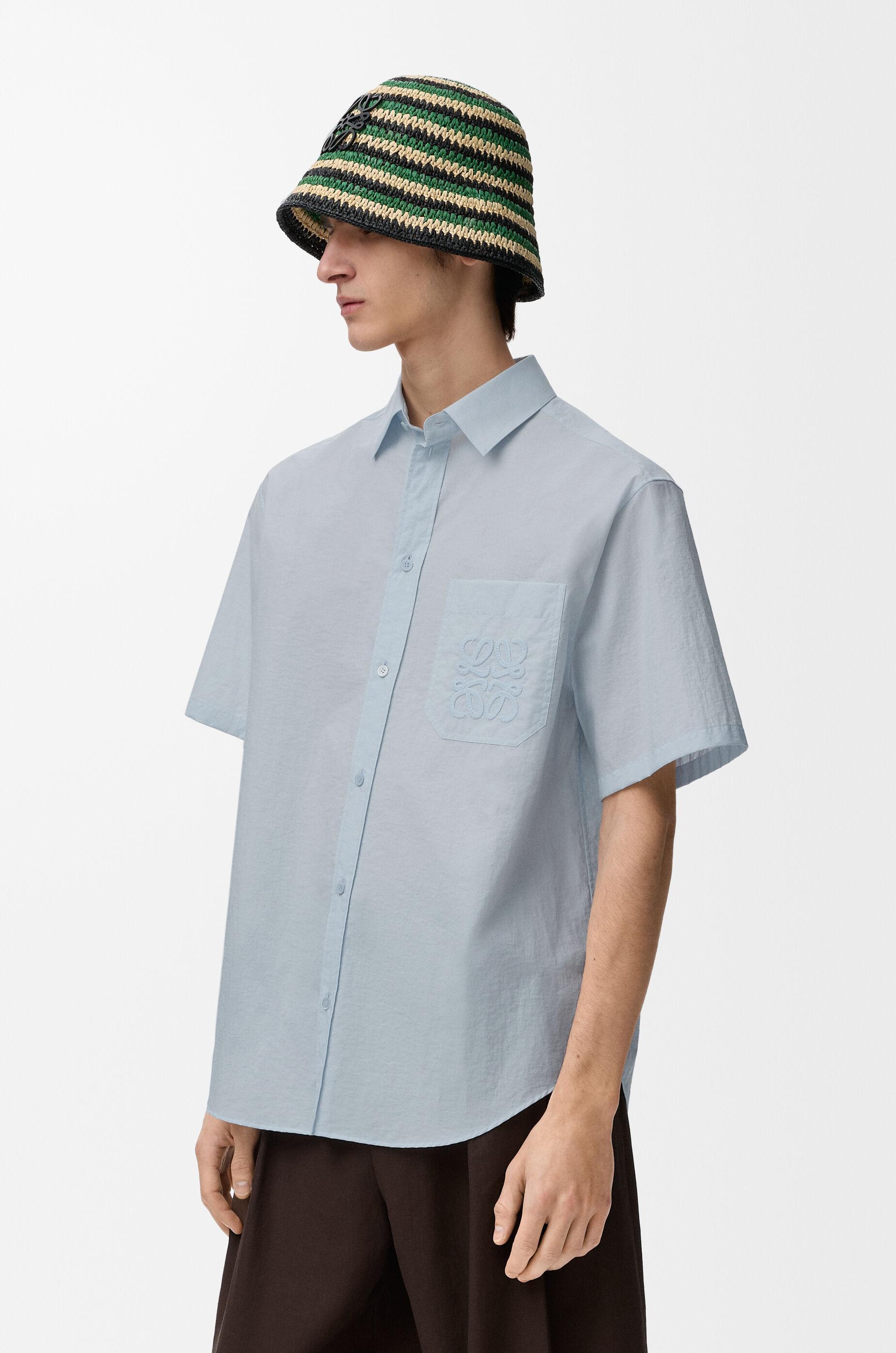 LOEWE Short sleeve shirt in cotton blend Light Blue