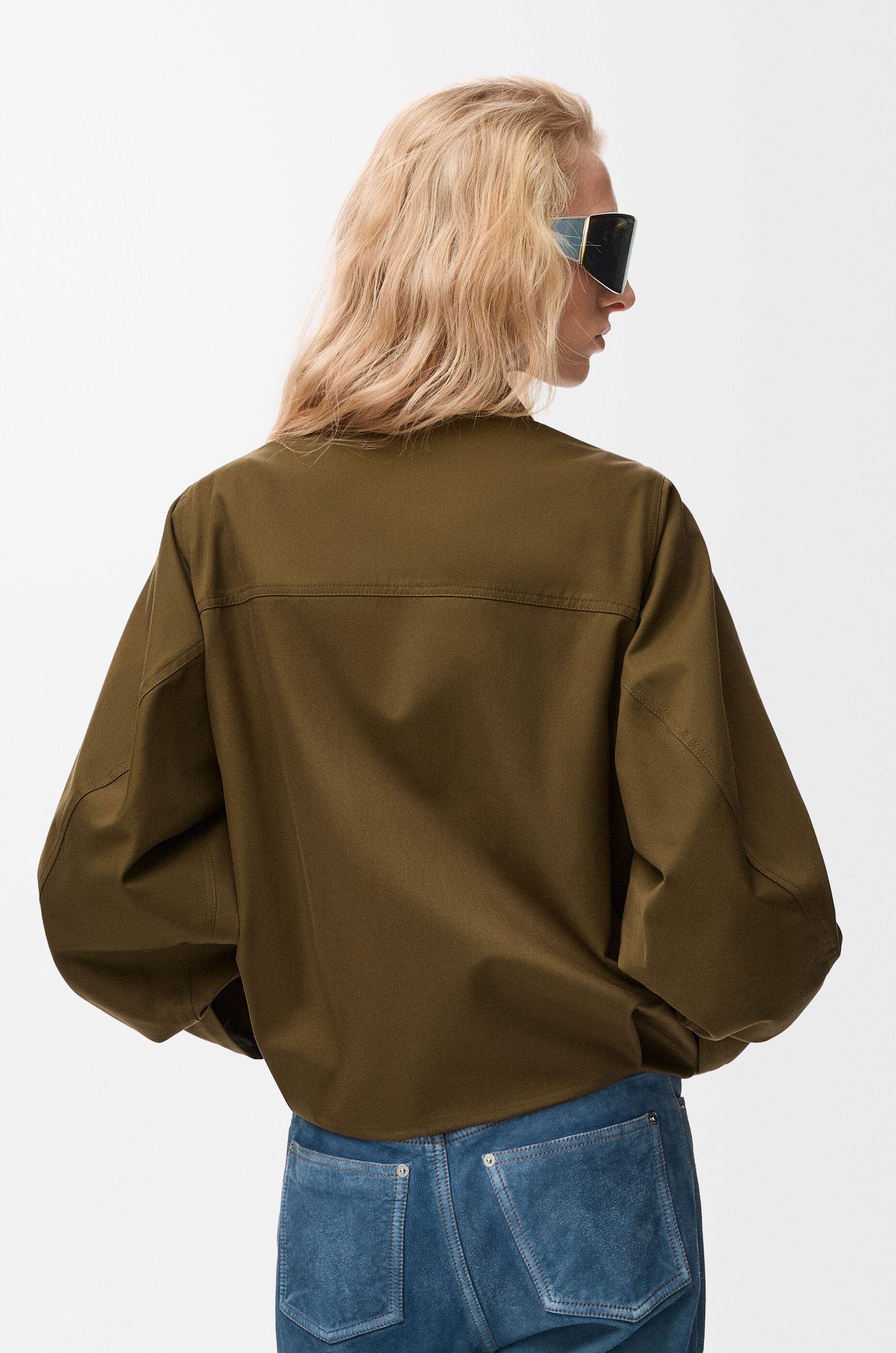 LOEWE Jacket in cotton and silk Khaki Green