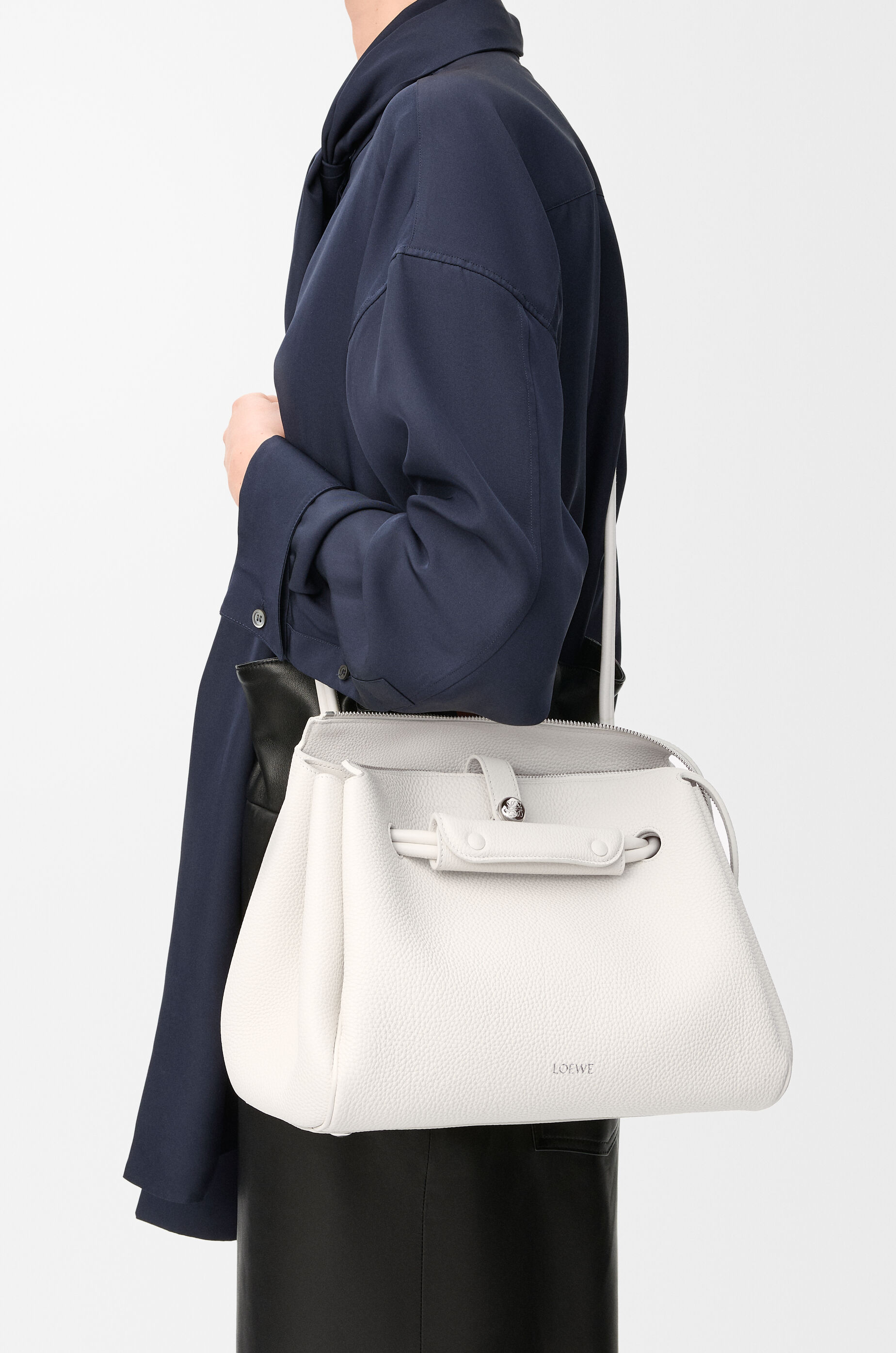 LOEWE Medium Madrid bag in supple grained calfskin Soft White