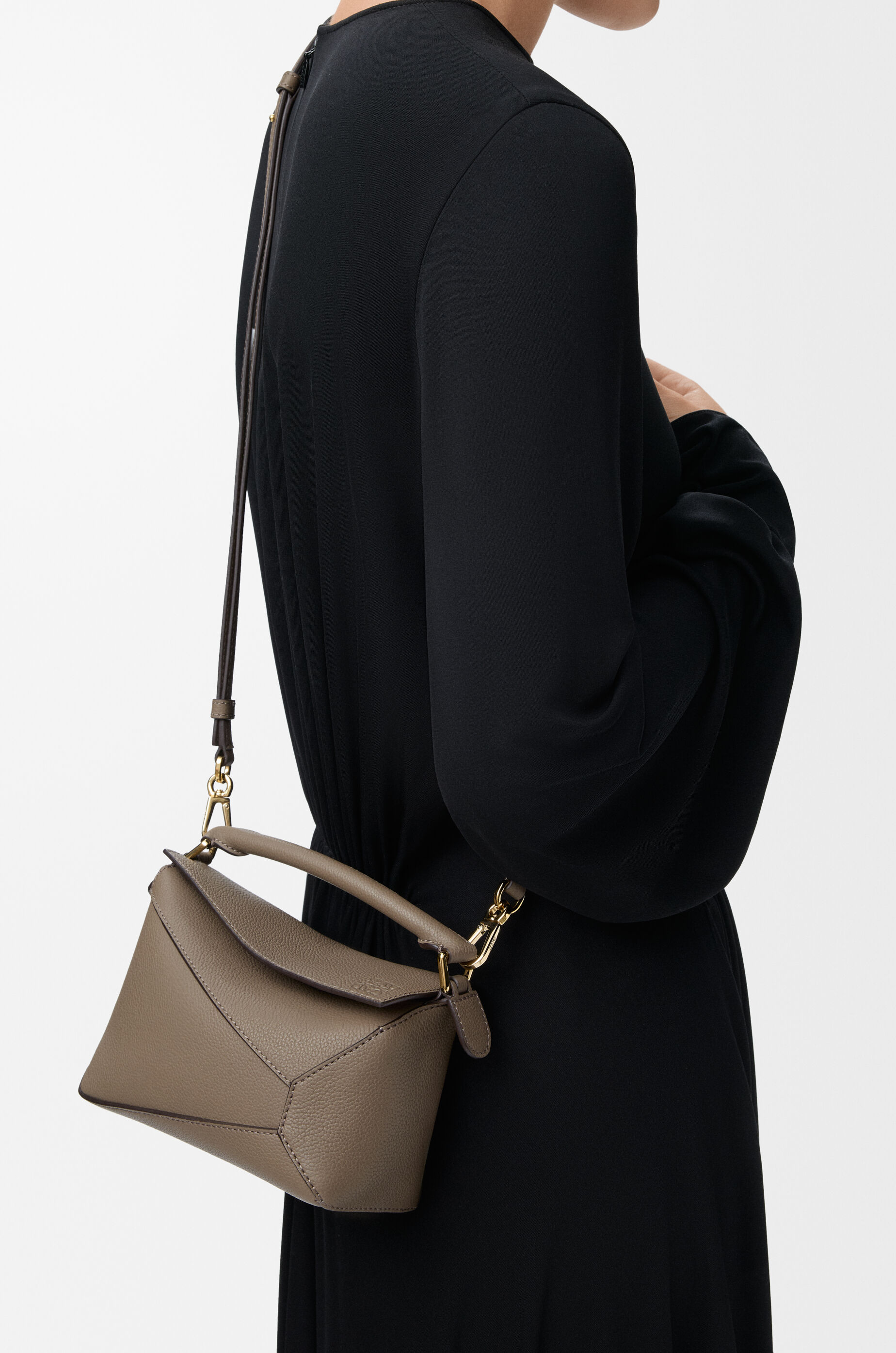 LOEWE Mini Puzzle Edge bag in soft grained calfskin Taupe