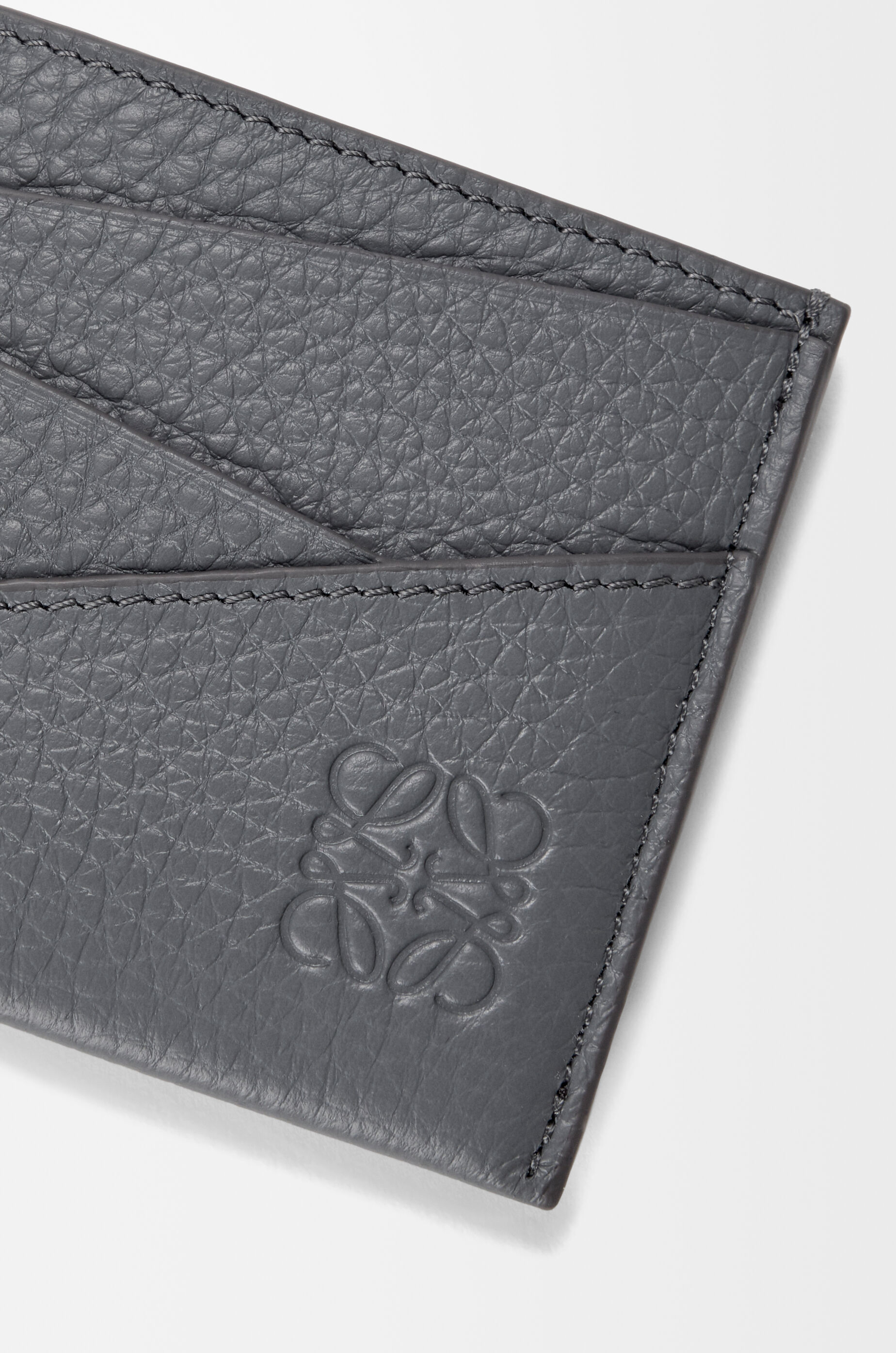 LOEWE Puzzle plain cardholder in supple grained calfskin Blue Grey