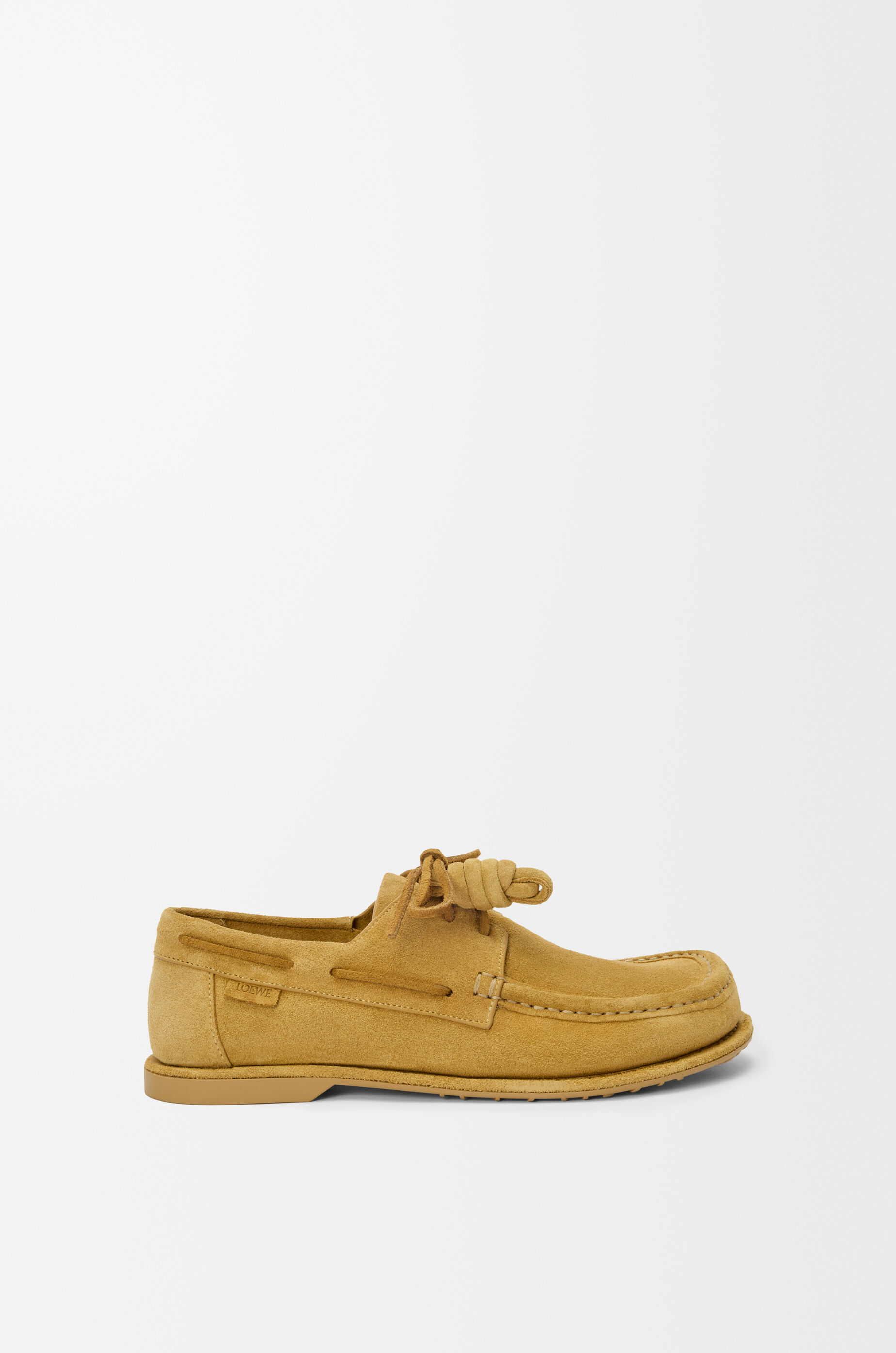 LOEWE Campo boat shoe in calfskin suede Medium Tabacco