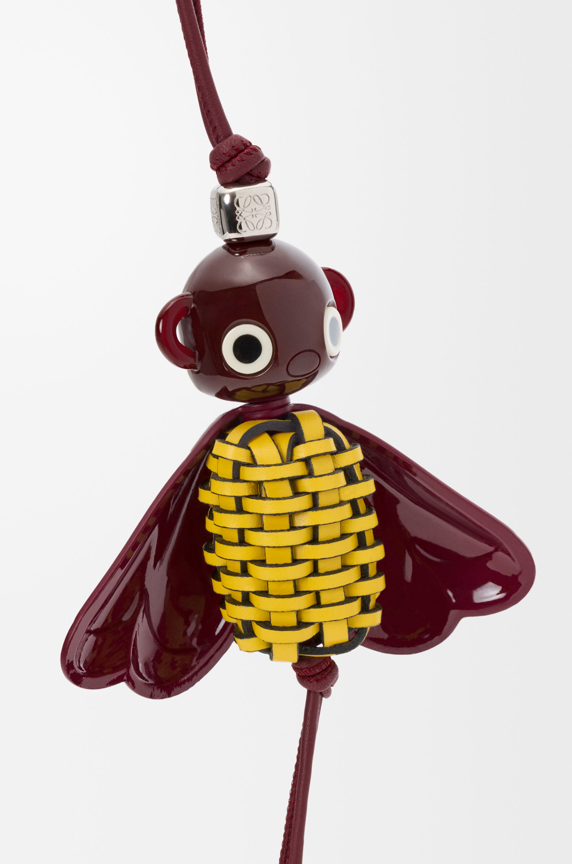 LOEWE Blombée charm in calfskin and acetate Yellow