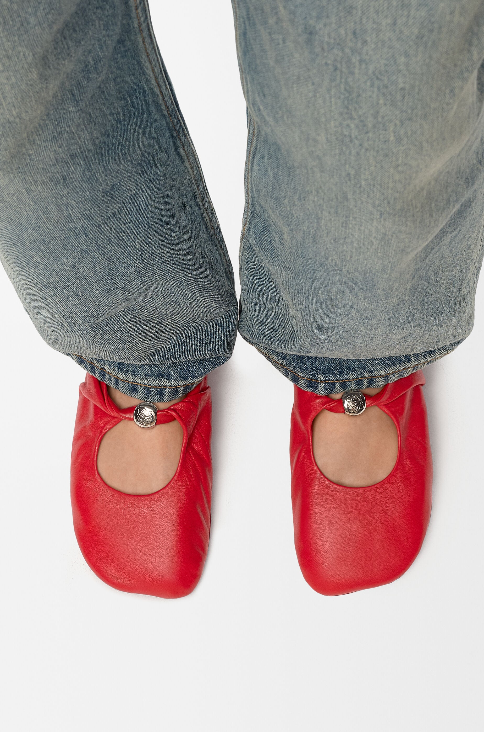 LOEWE Pebble Soft ballerina in nappa lambskin Red