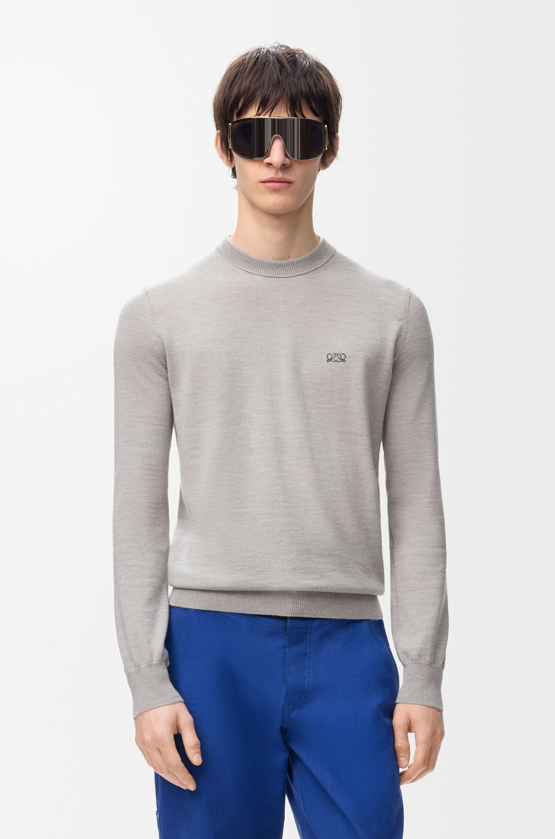LOEWE Sweater in merino wool Light Grey/Grey