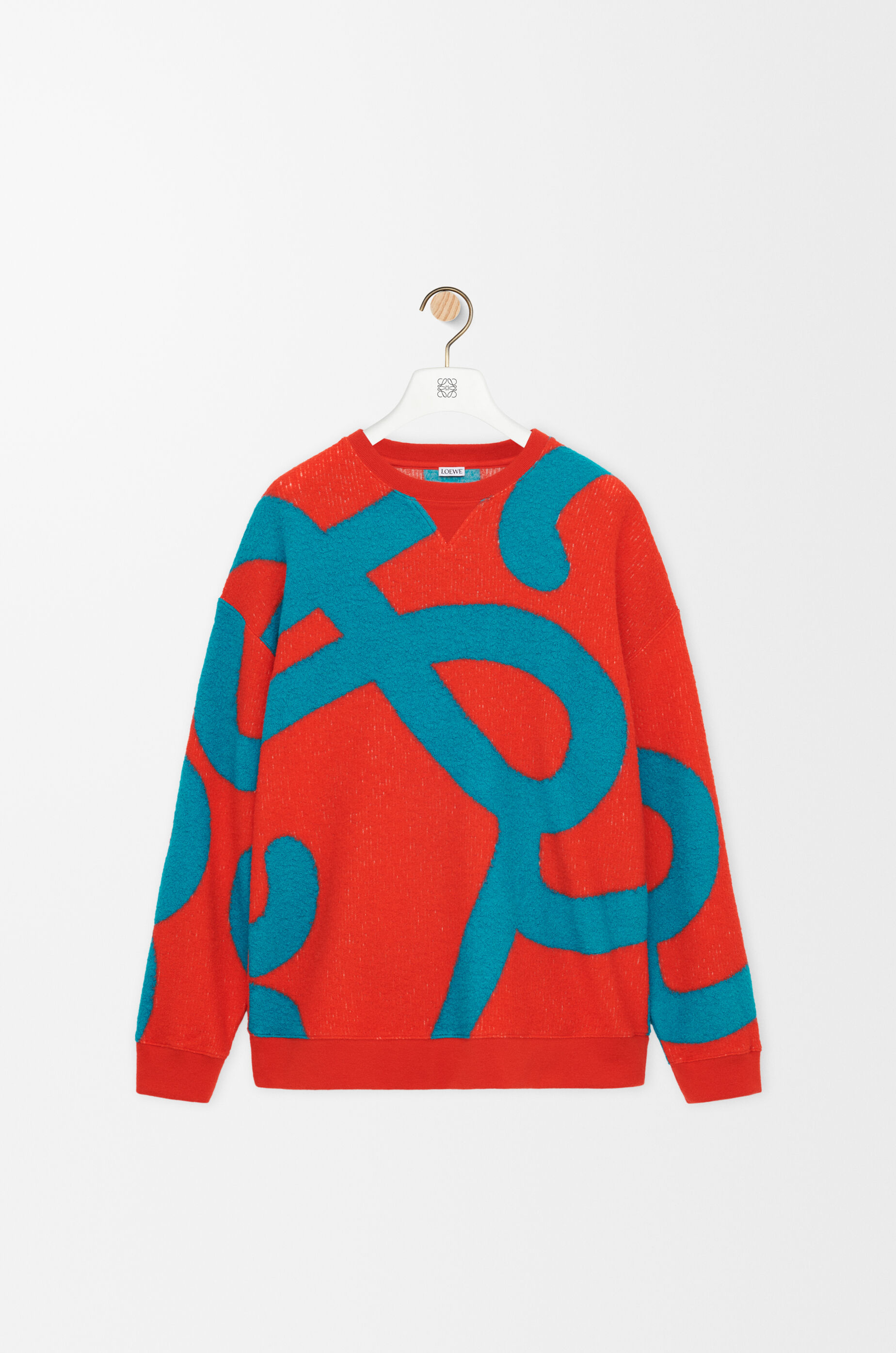 LOEWE Sweatshirt in wool and cotton Blue/Orange