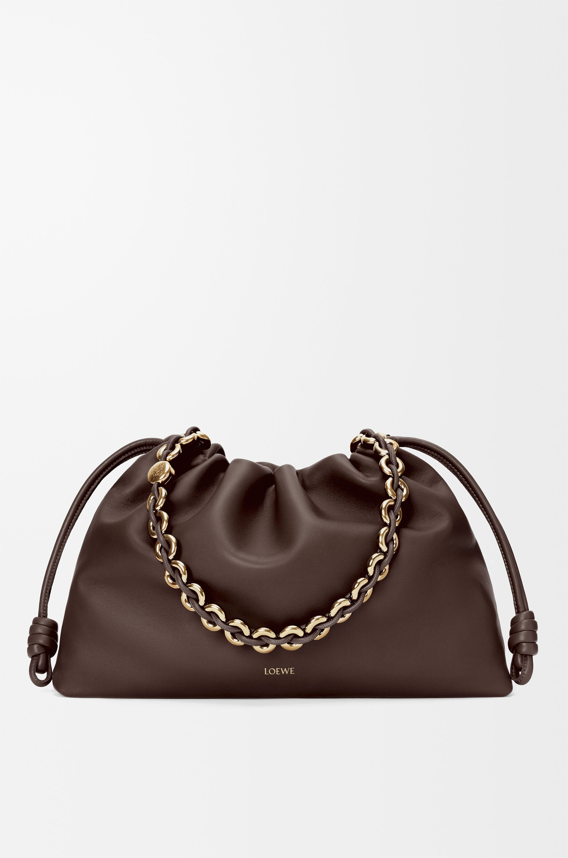 LOEWE Large Flamenco purse in mellow nappa lambskin Dark Chestnut