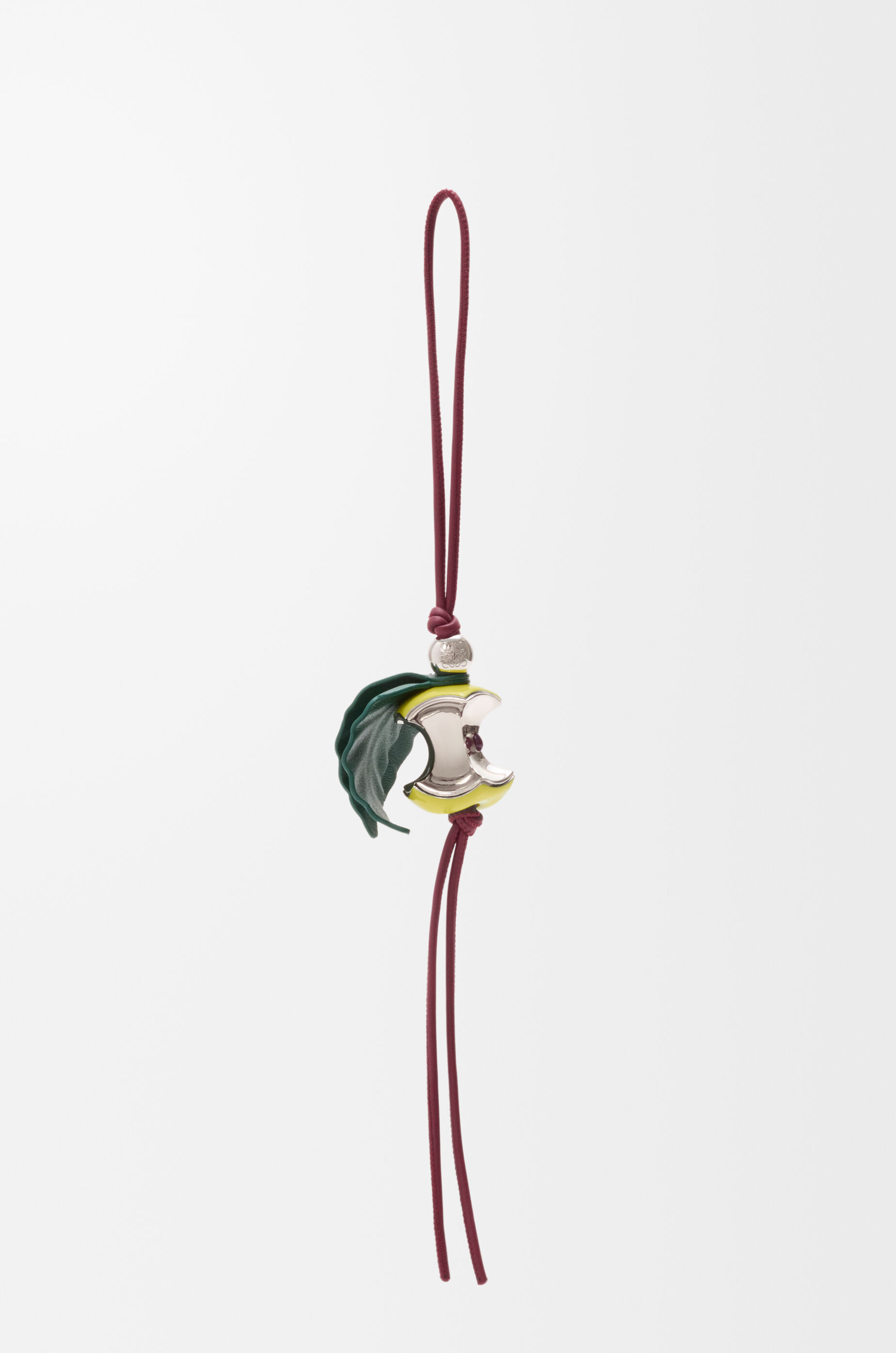 LOEWE Apple charm in brass and calfskin Green/Silver