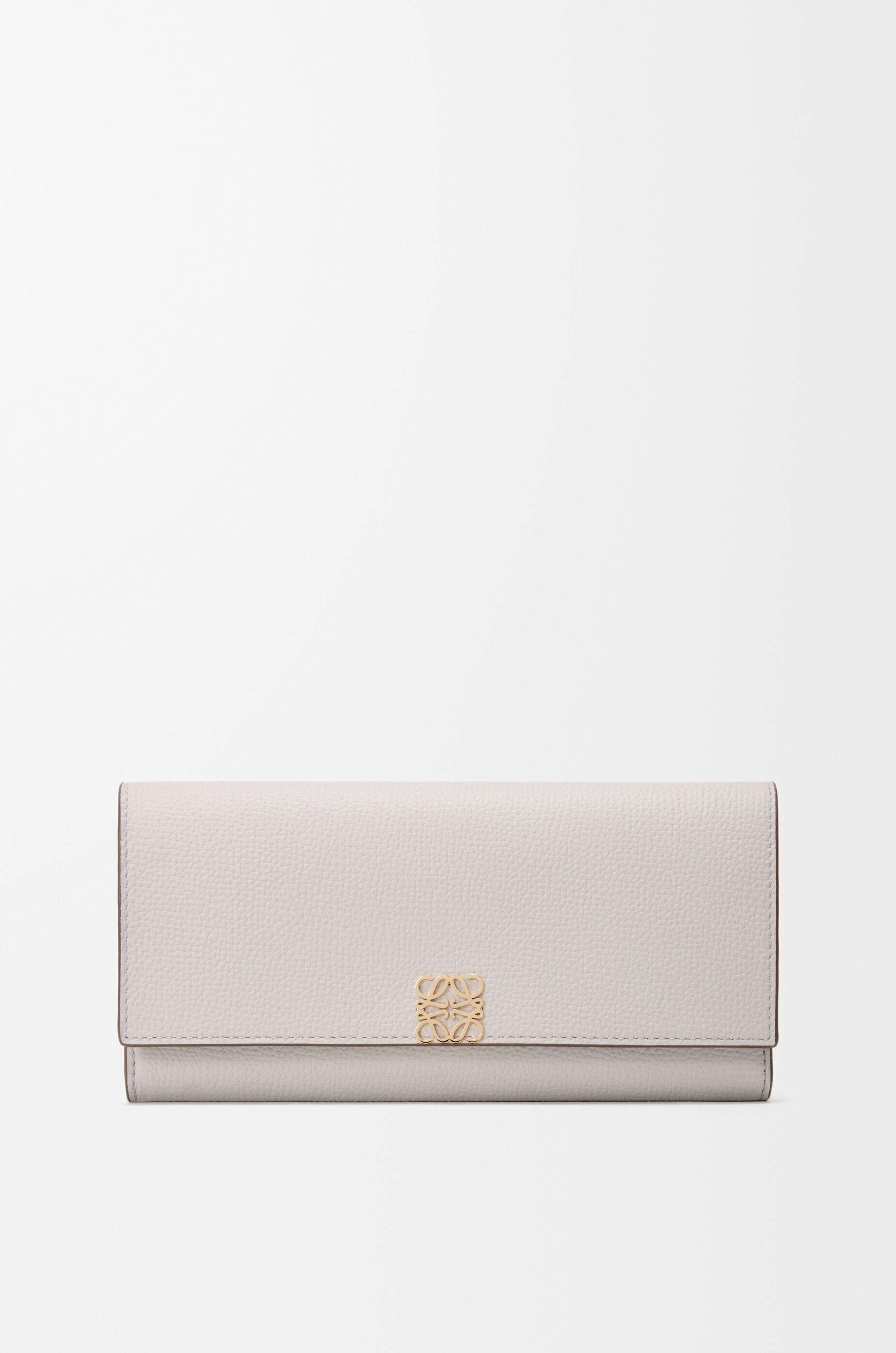 LOEWE Anagram continental wallet in pebble grained calfskin Light Ghost Grey
