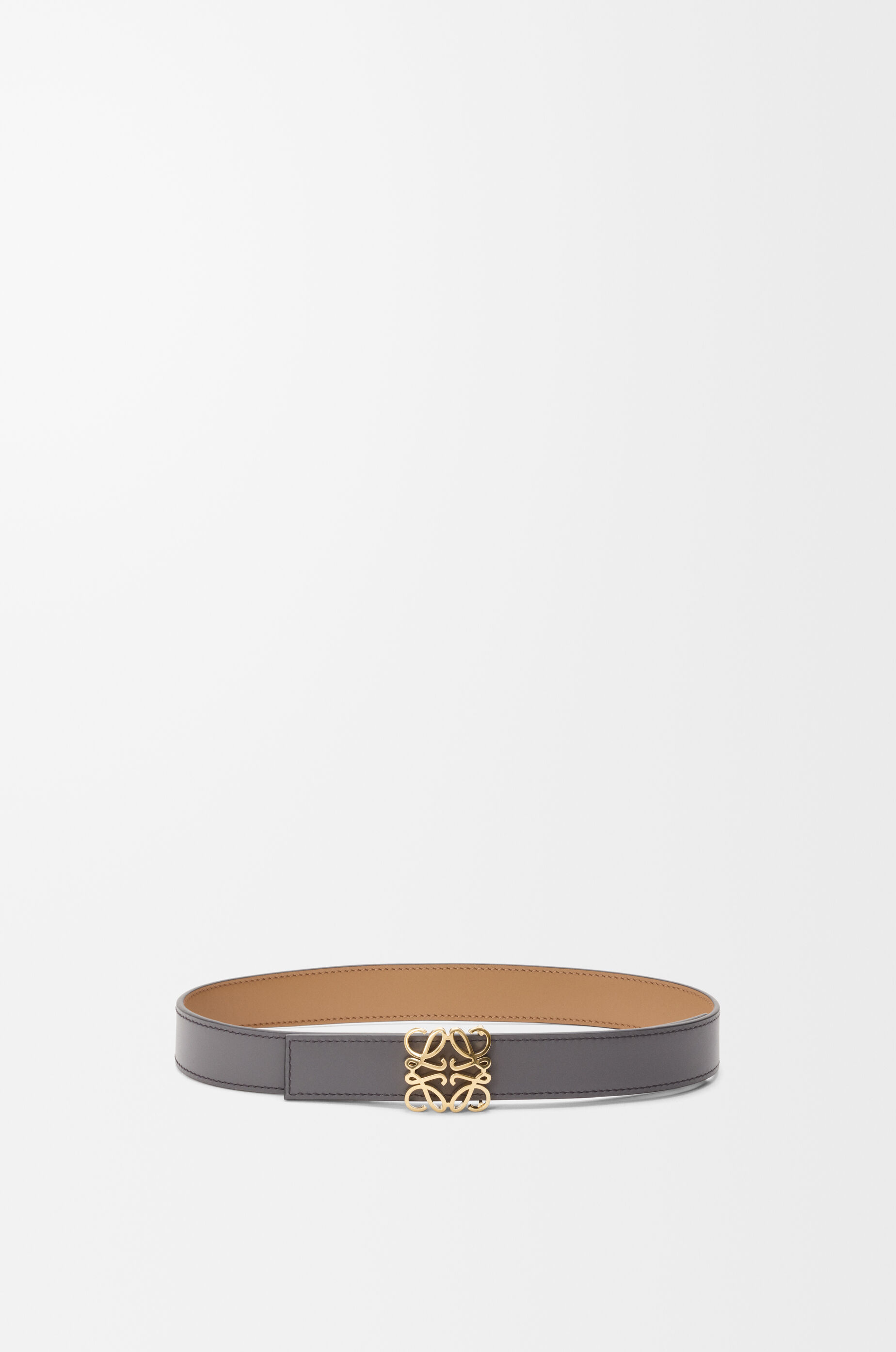 LOEWE Reversible Anagram Bombé belt in smooth calfskin Mocha/Slate