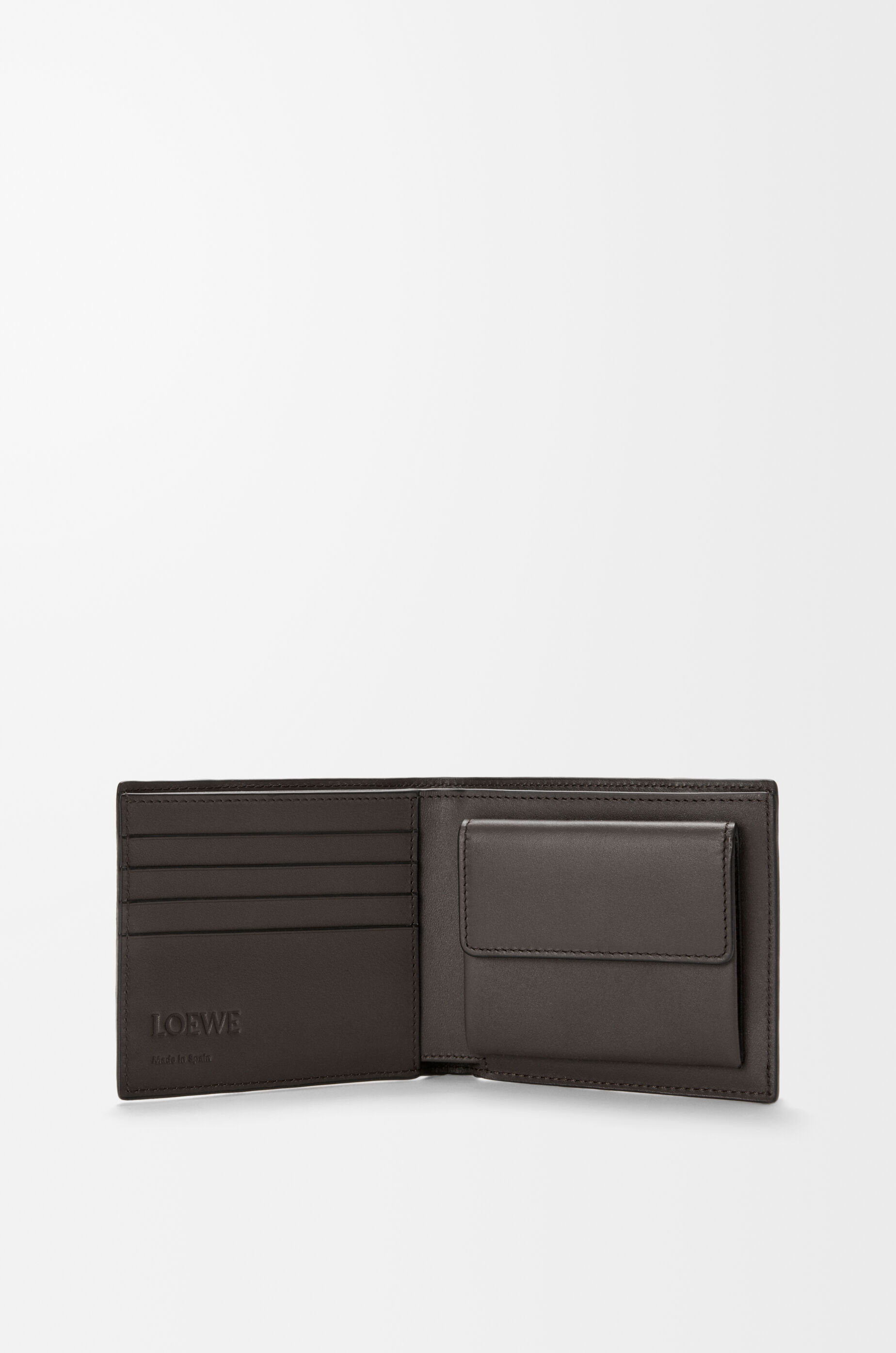 LOEWE Puzzle bifold coin wallet in supple grained calfskin Dark Grey