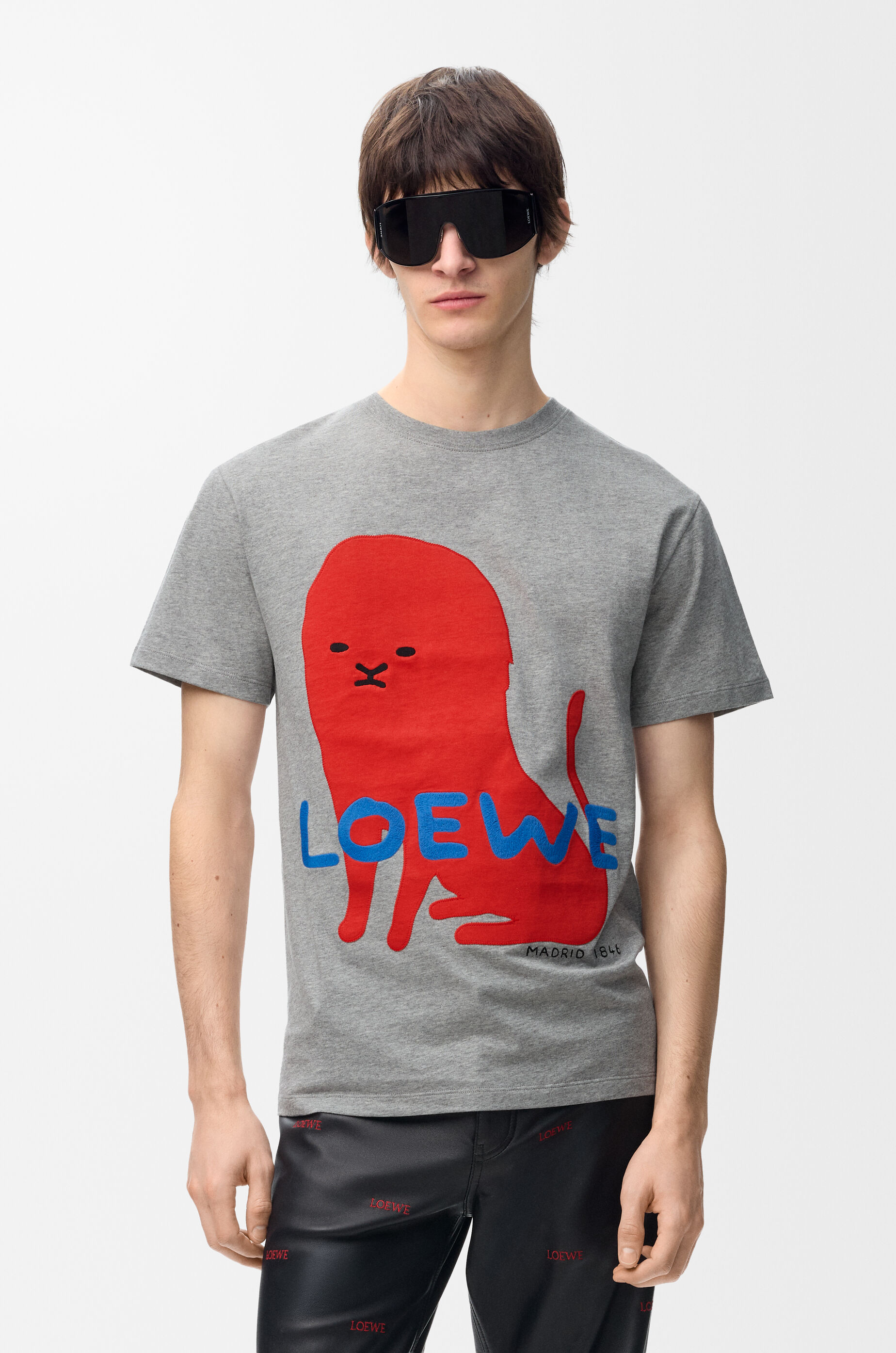 LOEWE Regular fit t-shirt in cotton Grey Melange