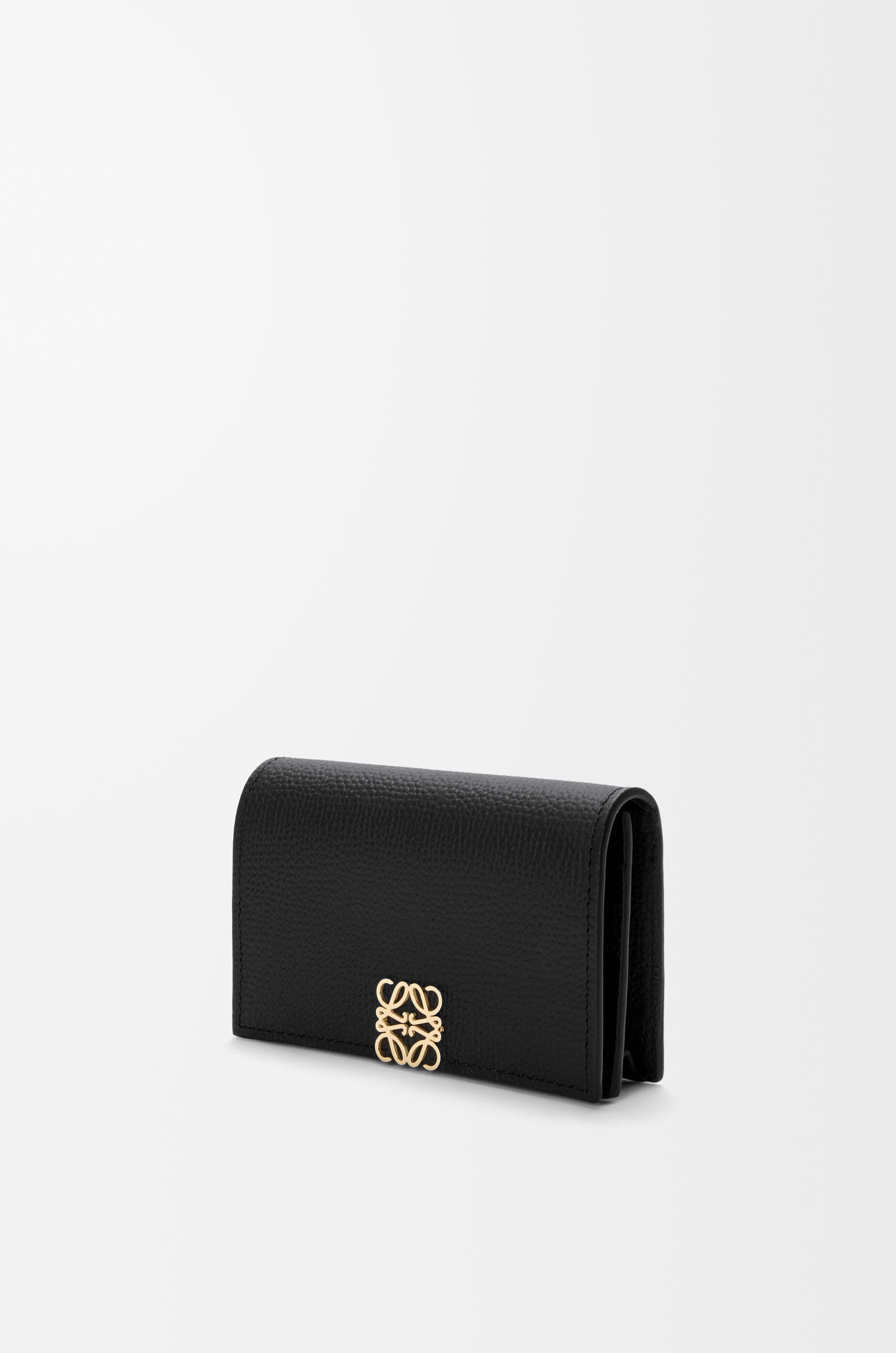 LOEWE Anagram business cardholder in pebble grained calfskin Black/Gold