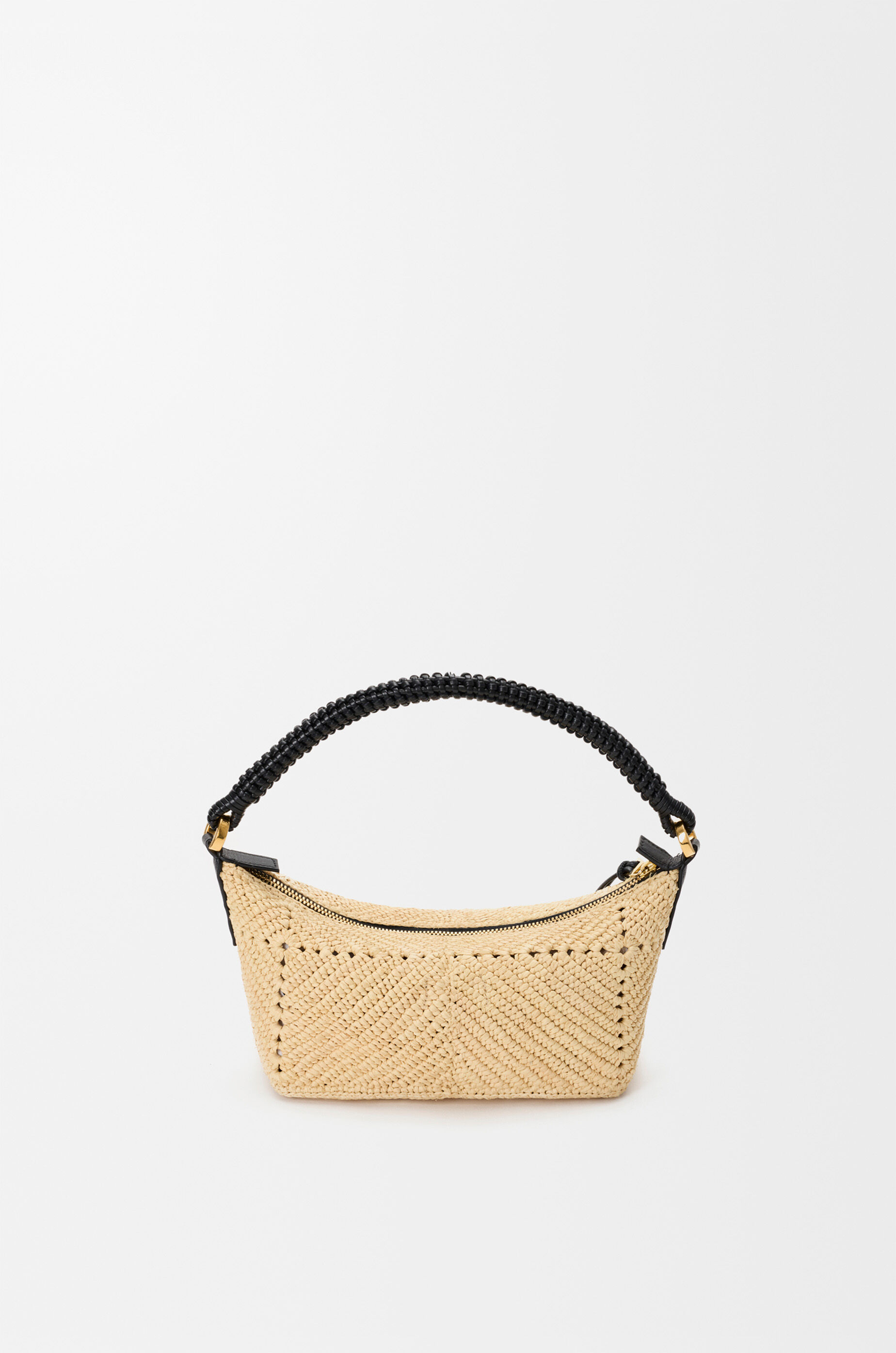 LOEWE Cala mini bag in classic calfskin and raffia Natural/Black