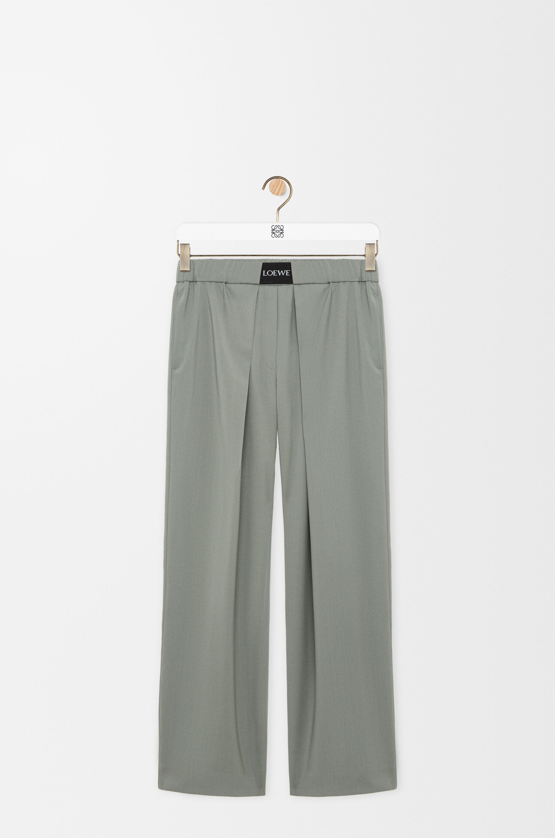 LOEWE Elasticated trousers in wool Light Sage