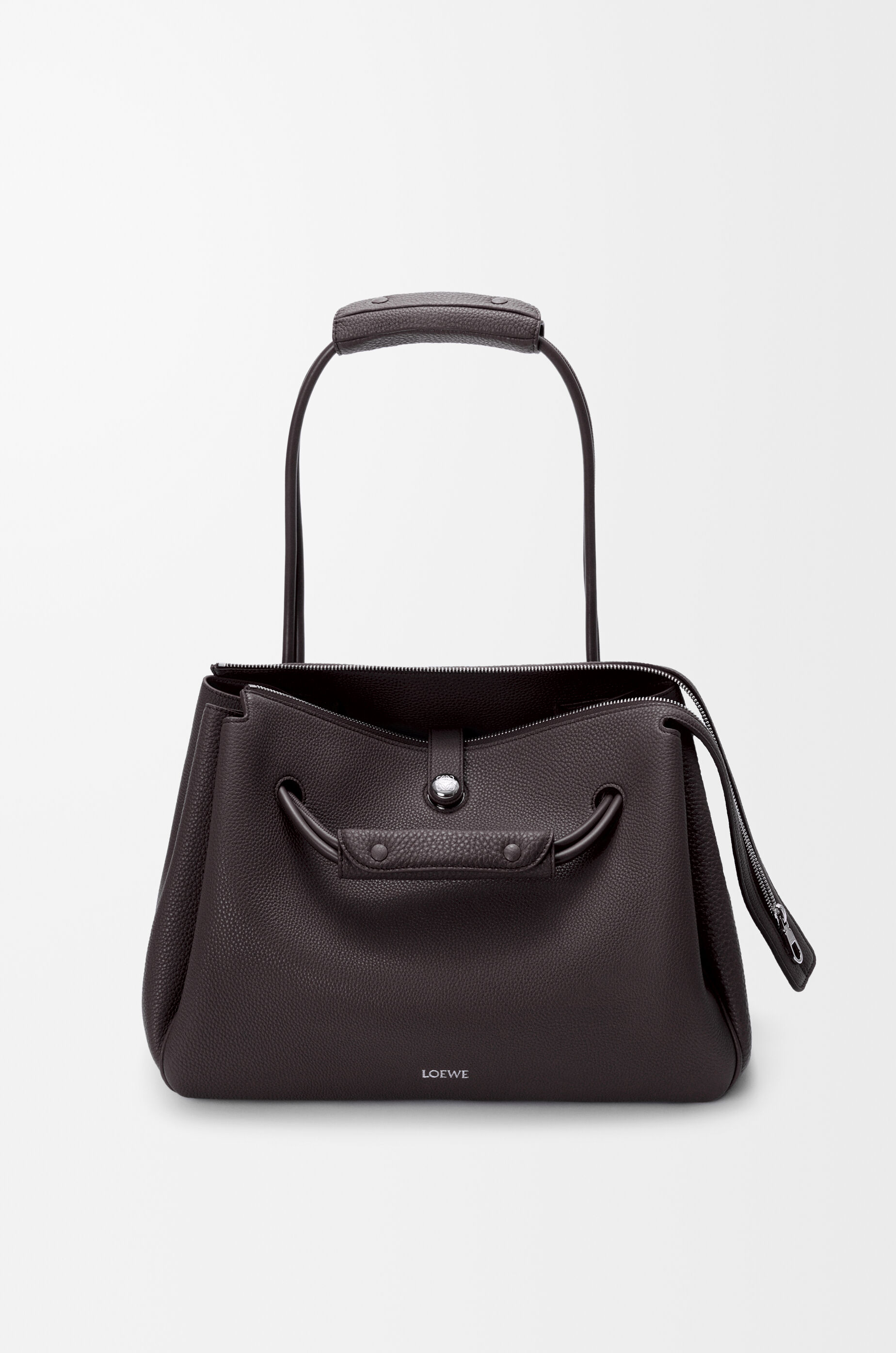 LOEWE Large Madrid bag in supple grained calfskin Dark Ebony