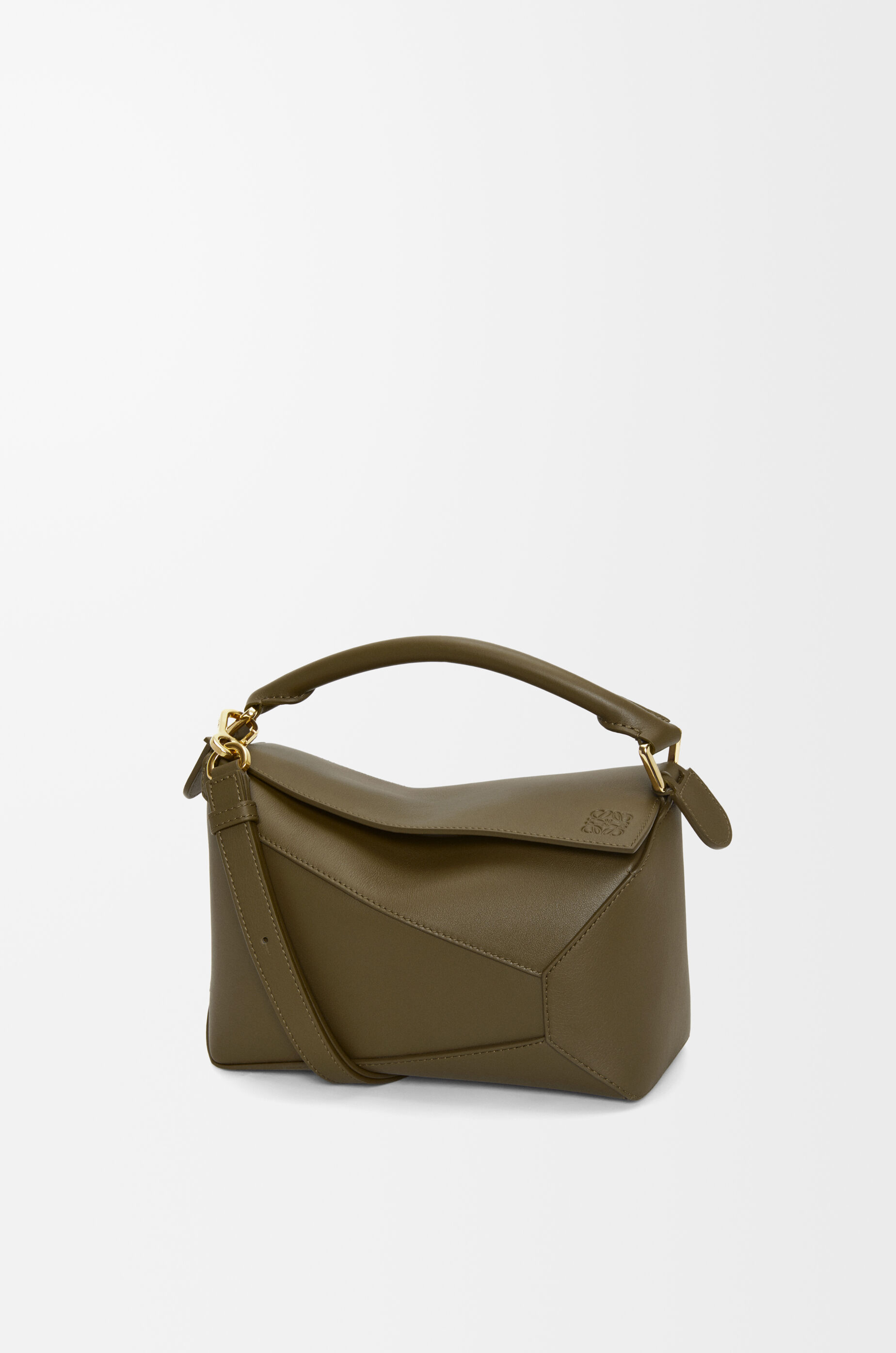 LOEWE Small Puzzle Edge bag in classic calfskin Dark Khaki