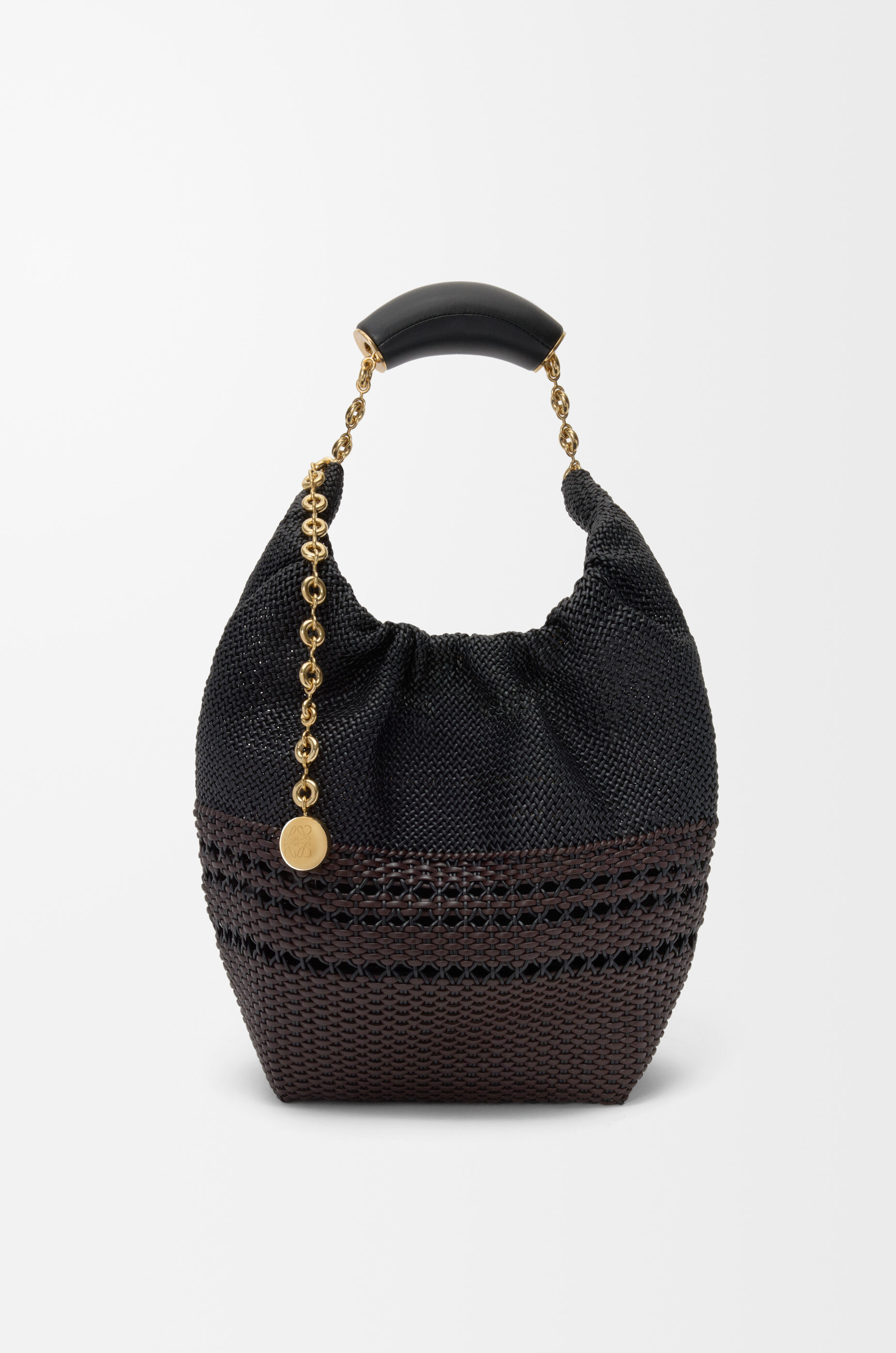 LOEWE Small Squeeze bag in woven nappa calfskin Black/Brown