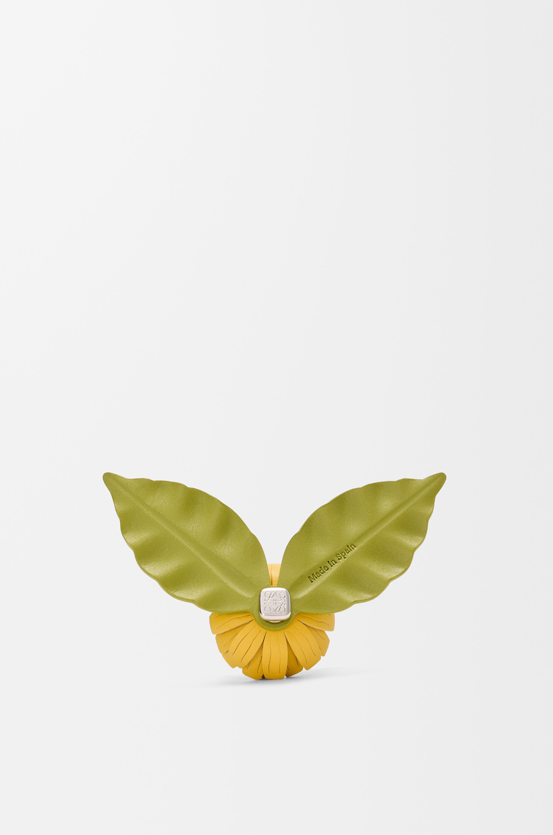LOEWE Flower pin in calfskin Yellow