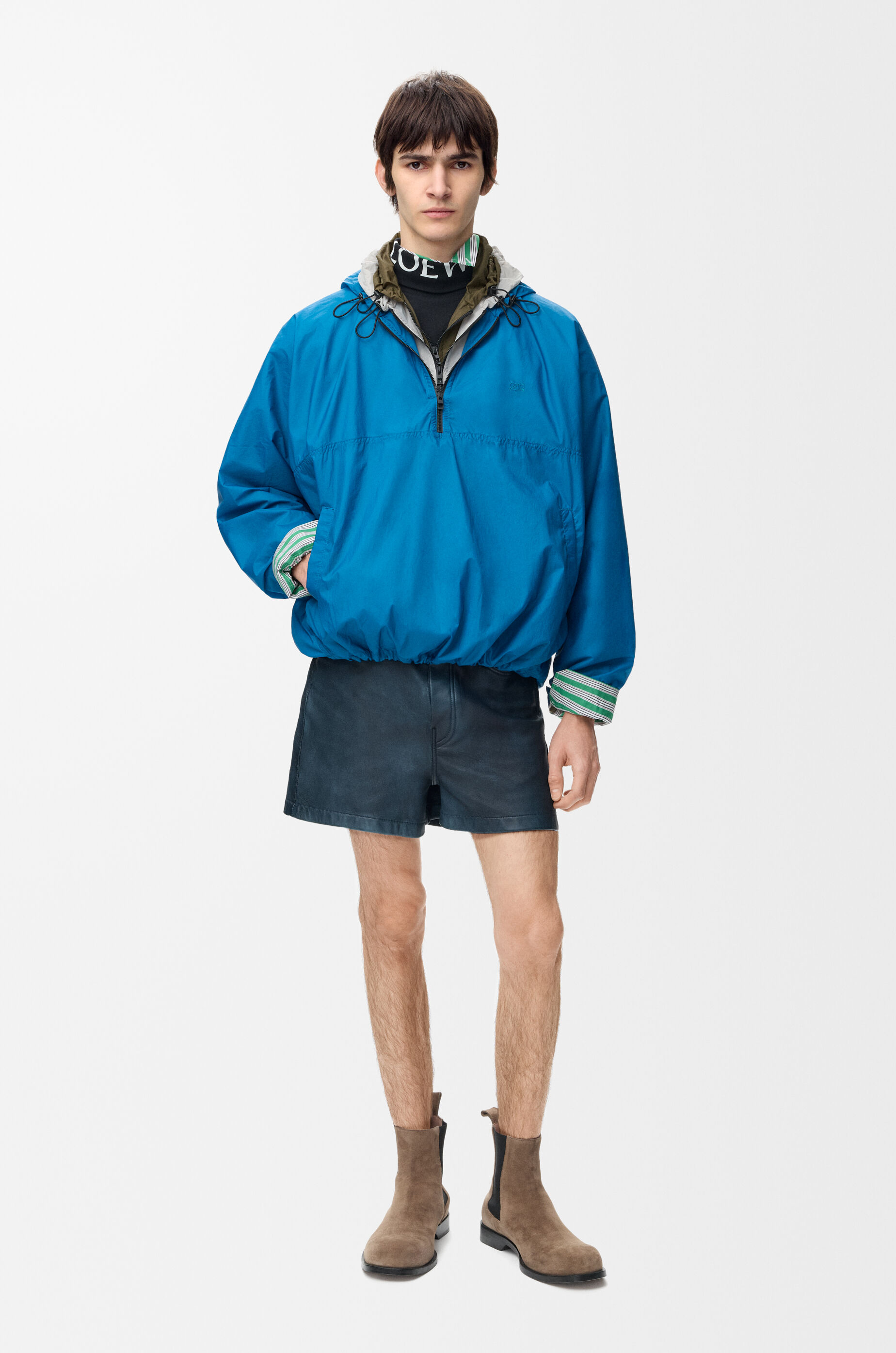 LOEWE Shorts in nappa lambskin Dark Blue Green