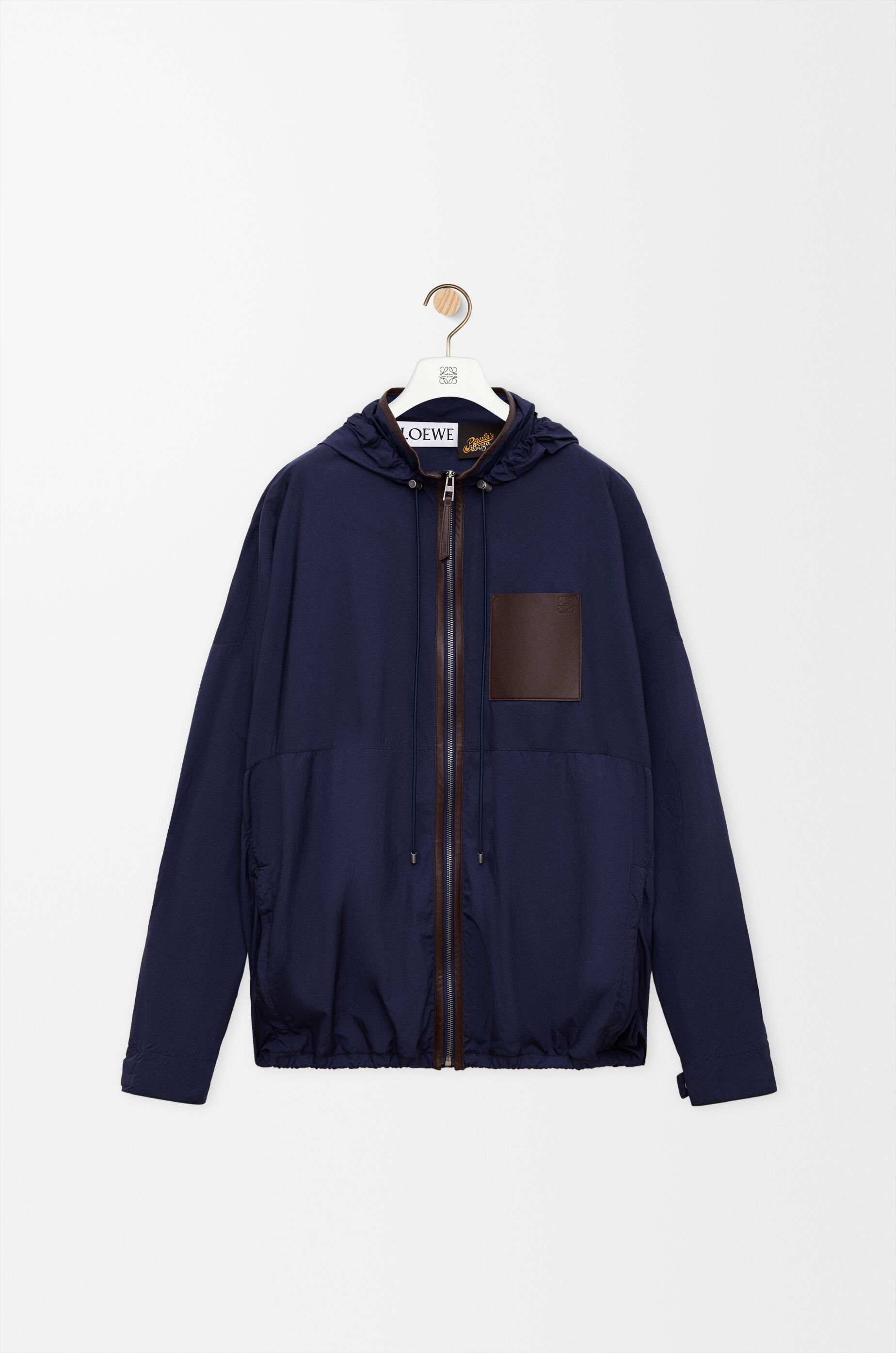 LOEWE Hooded jacket in technical shell Navy/Brown
