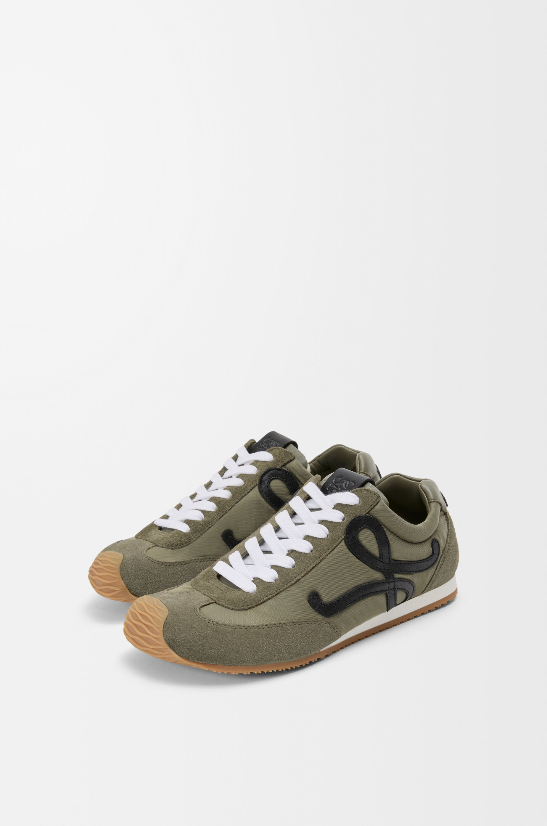 LOEWE Ballet Runner 2.0 in nylon and calfskin Light Khaki/Black/White