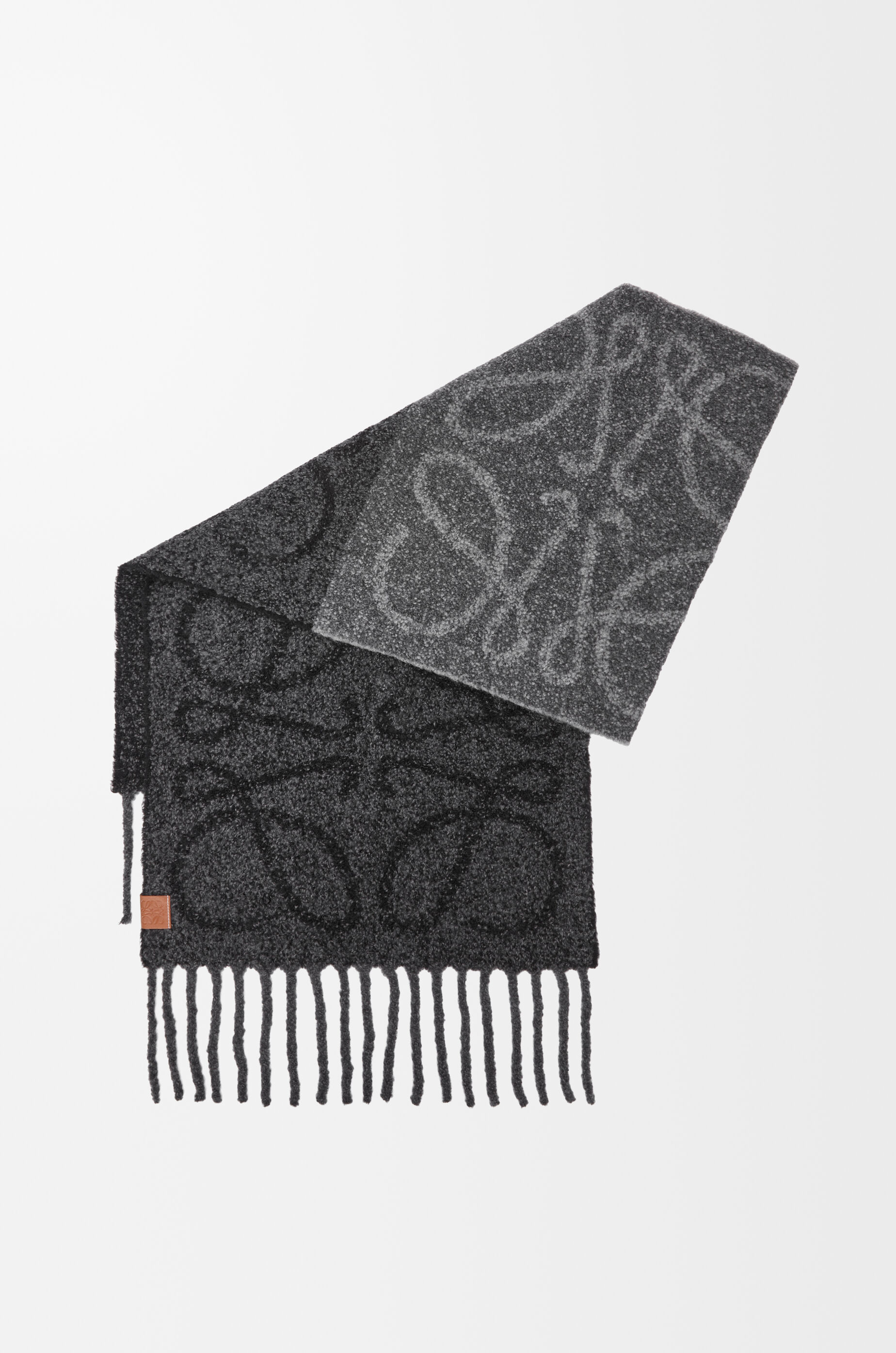 LOEWE Anagram scarf in alpaca and wool Dark Grey/Black
