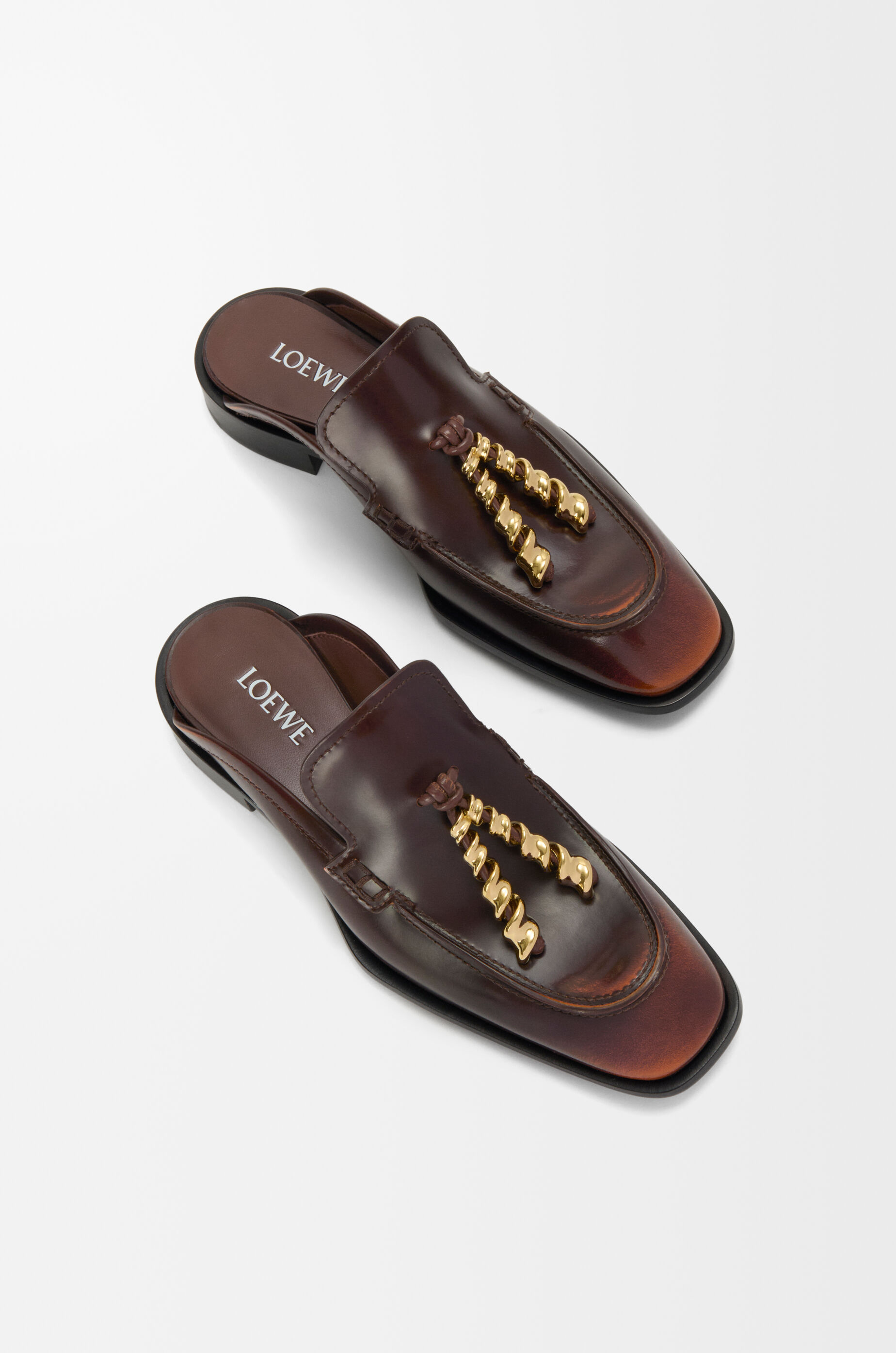 LOEWE Edge loafer mule in brushed-off calfskin Brown