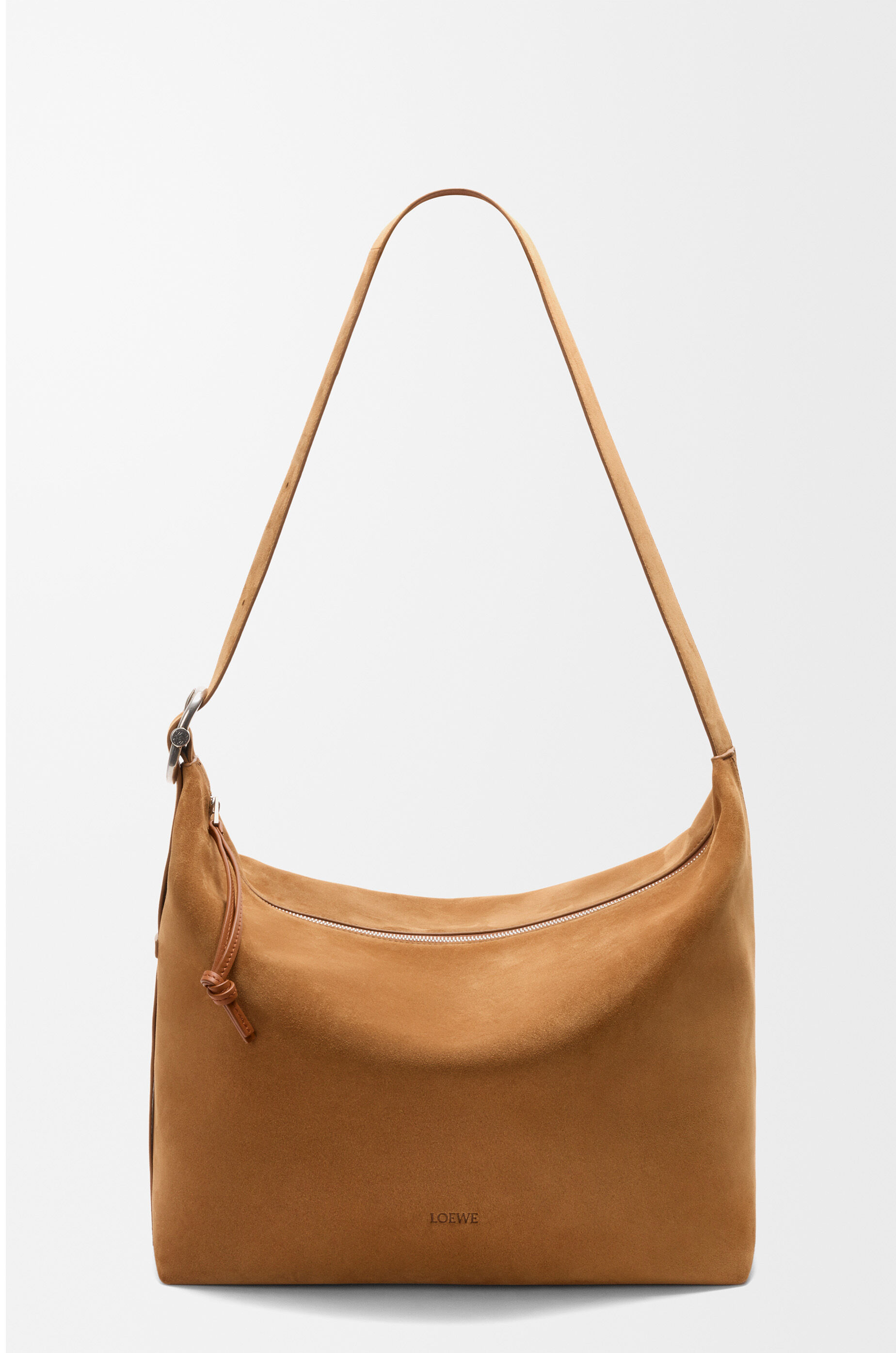 LOEWE Large Loop hobo in suede calfskin Tobacco