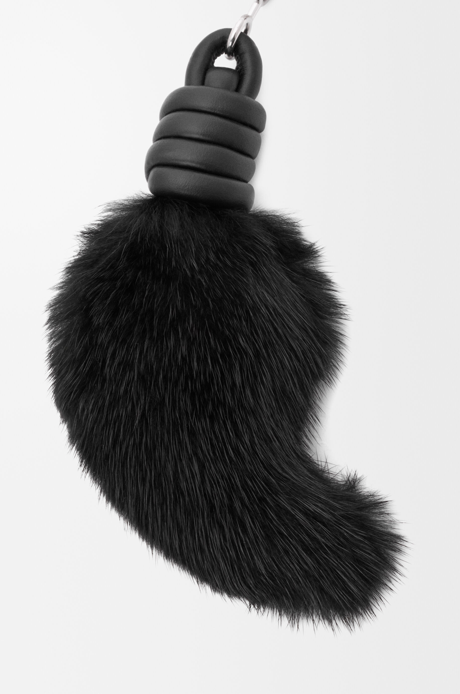 LOEWE Lion tail charm in mink and calfskin Black