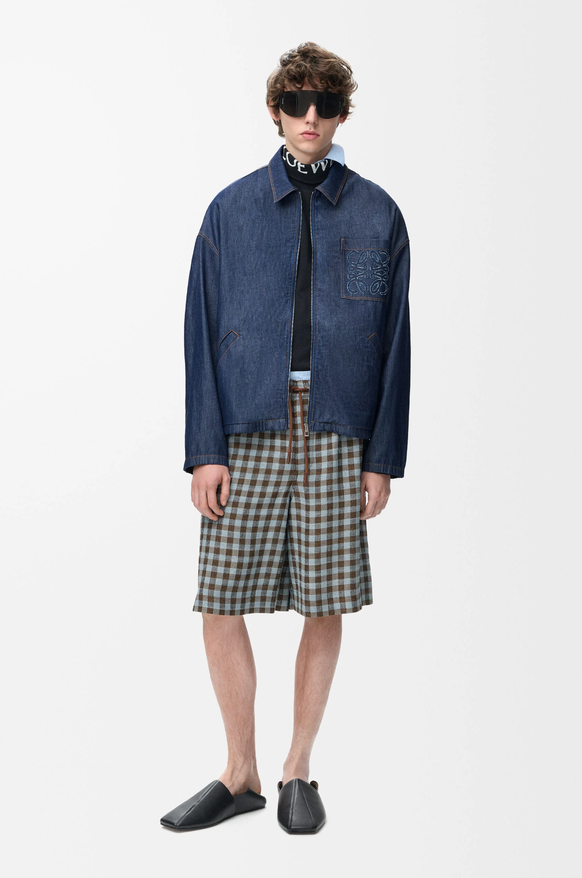 LOEWE Zip-up jacket in cotton Denim Blue