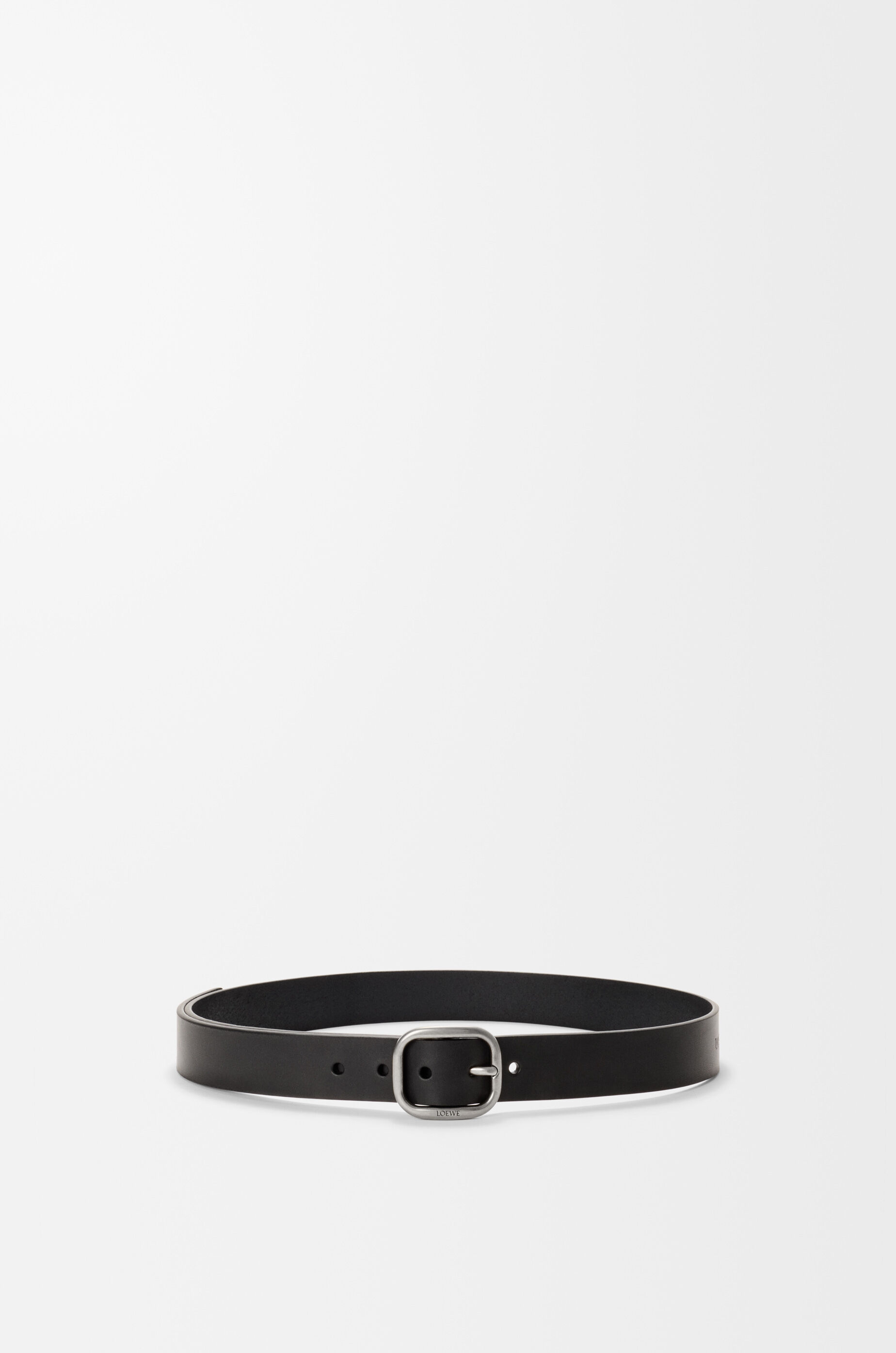 LOEWE Rounded soft belt in classic calfskin  Black/Vintage Palladium