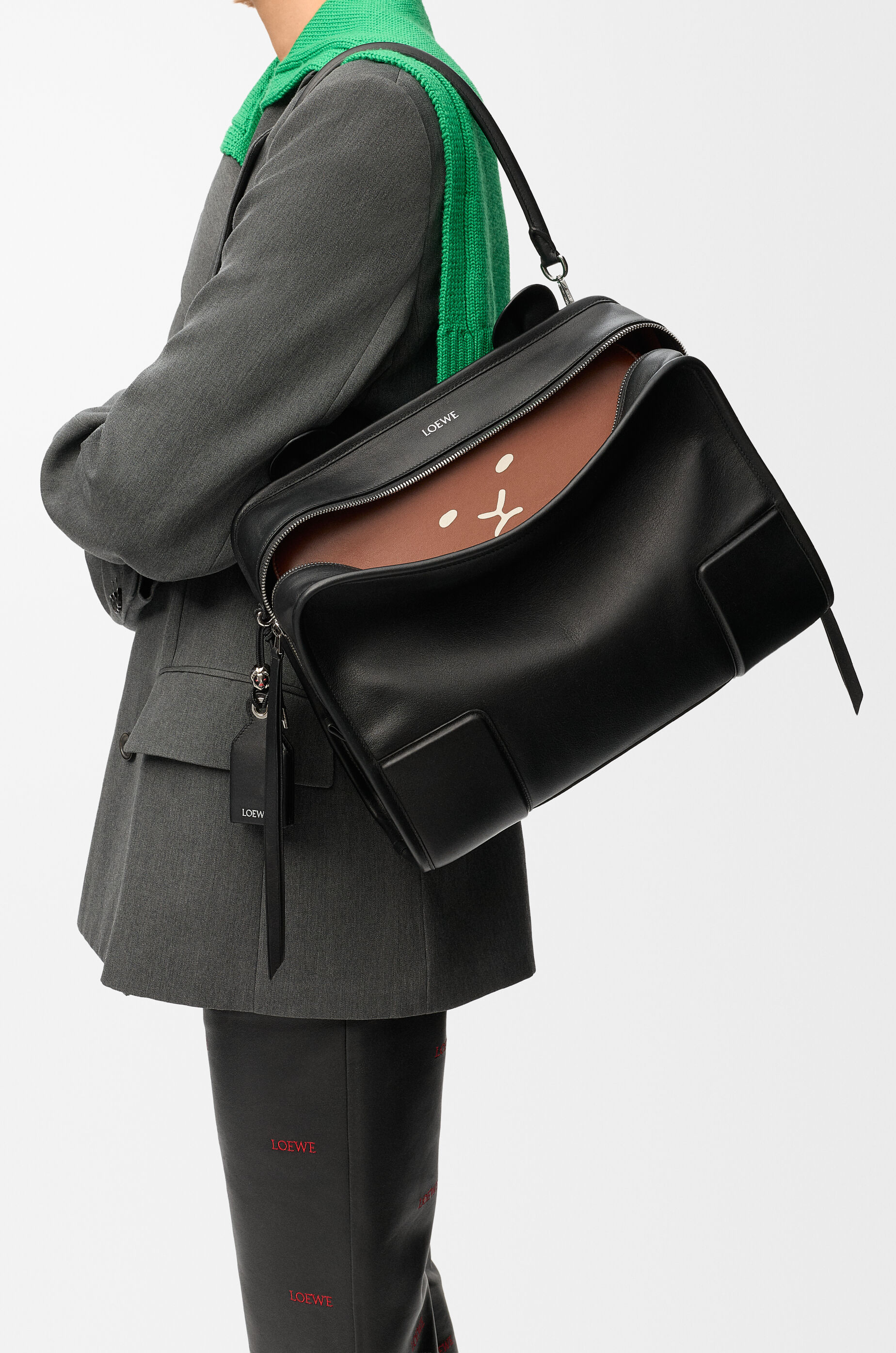 LOEWE Large Lion Intarsio Amazona 180 bag in calfskin Black