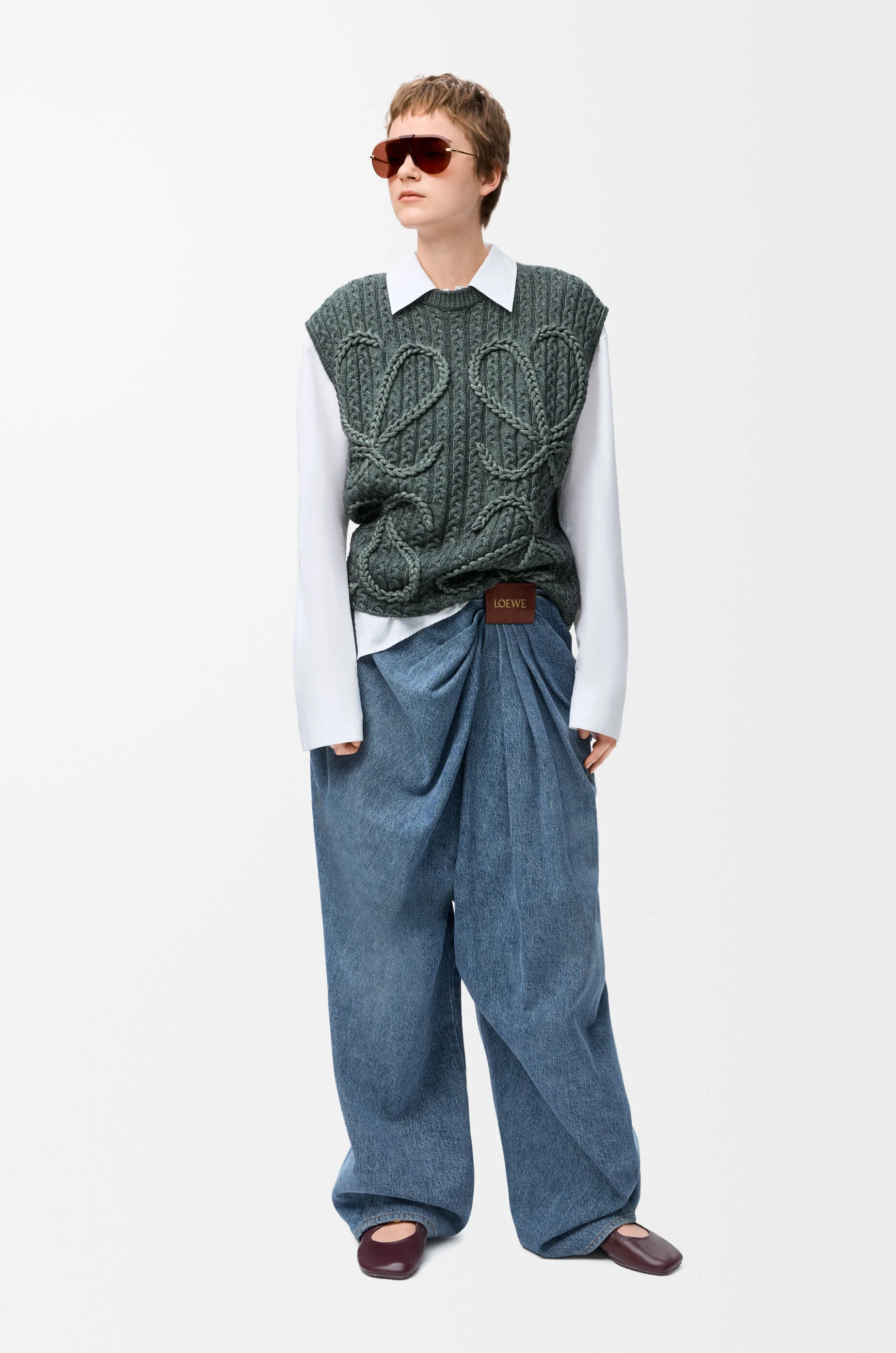 LOEWE Draped jeans in denim Indigo Blue