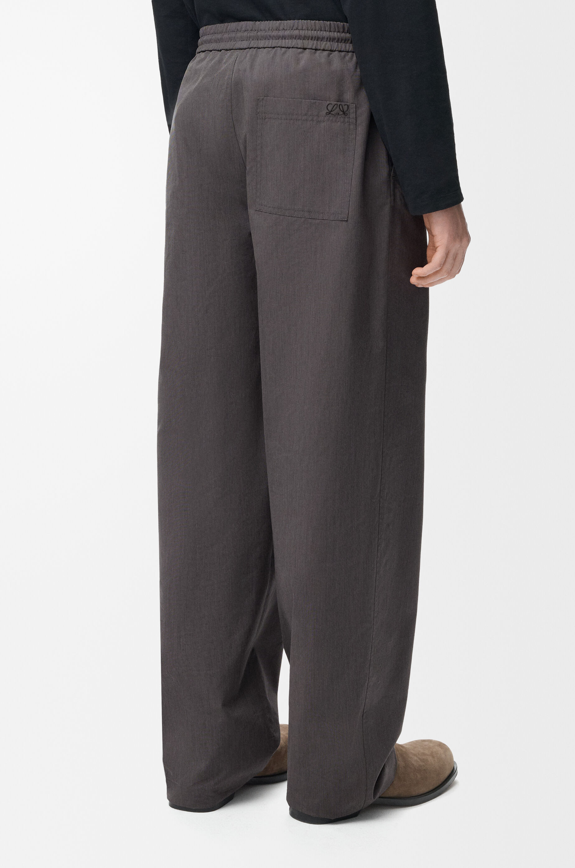 LOEWE Drawstring trousers in cotton and silk Medium Grey