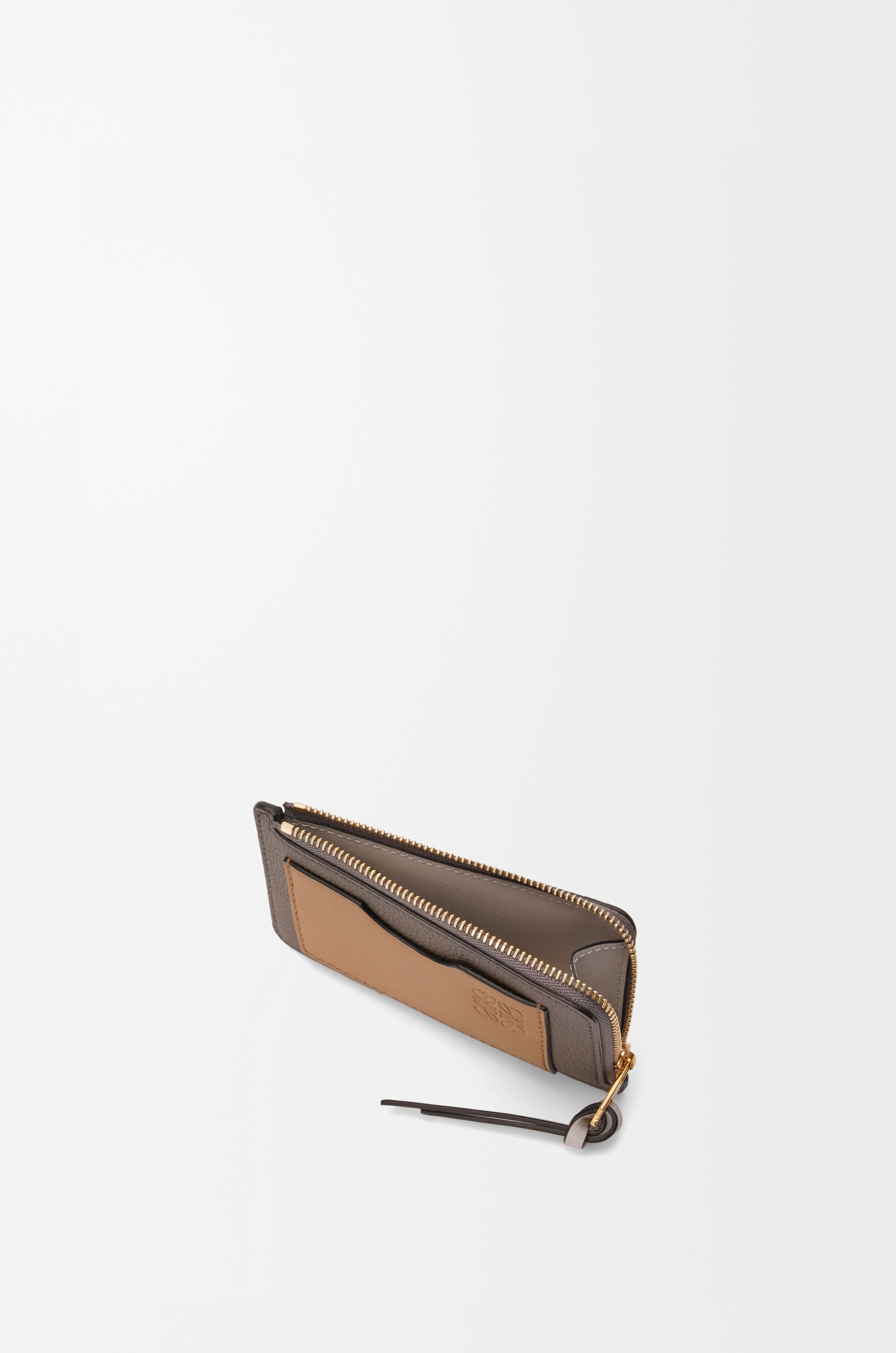 LOEWE Coin cardholder in soft grained calfskin Taupe/Gold