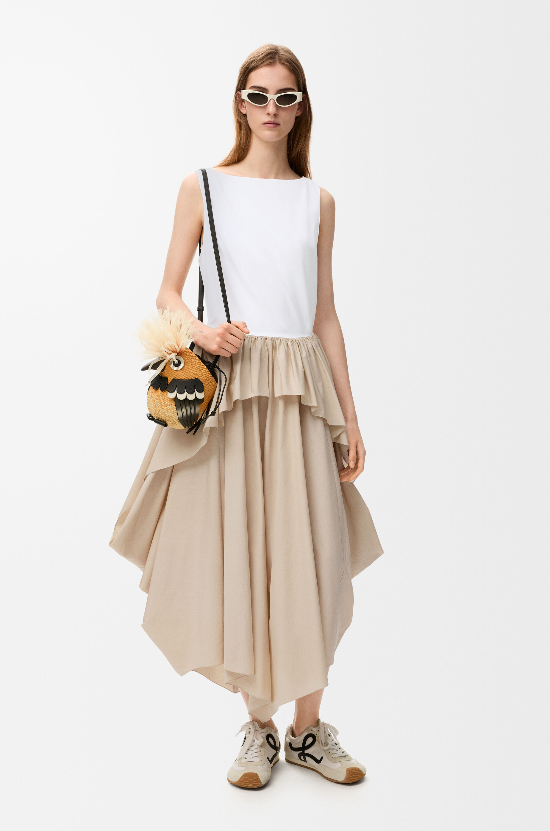 LOEWE Dress in cotton White/Beige