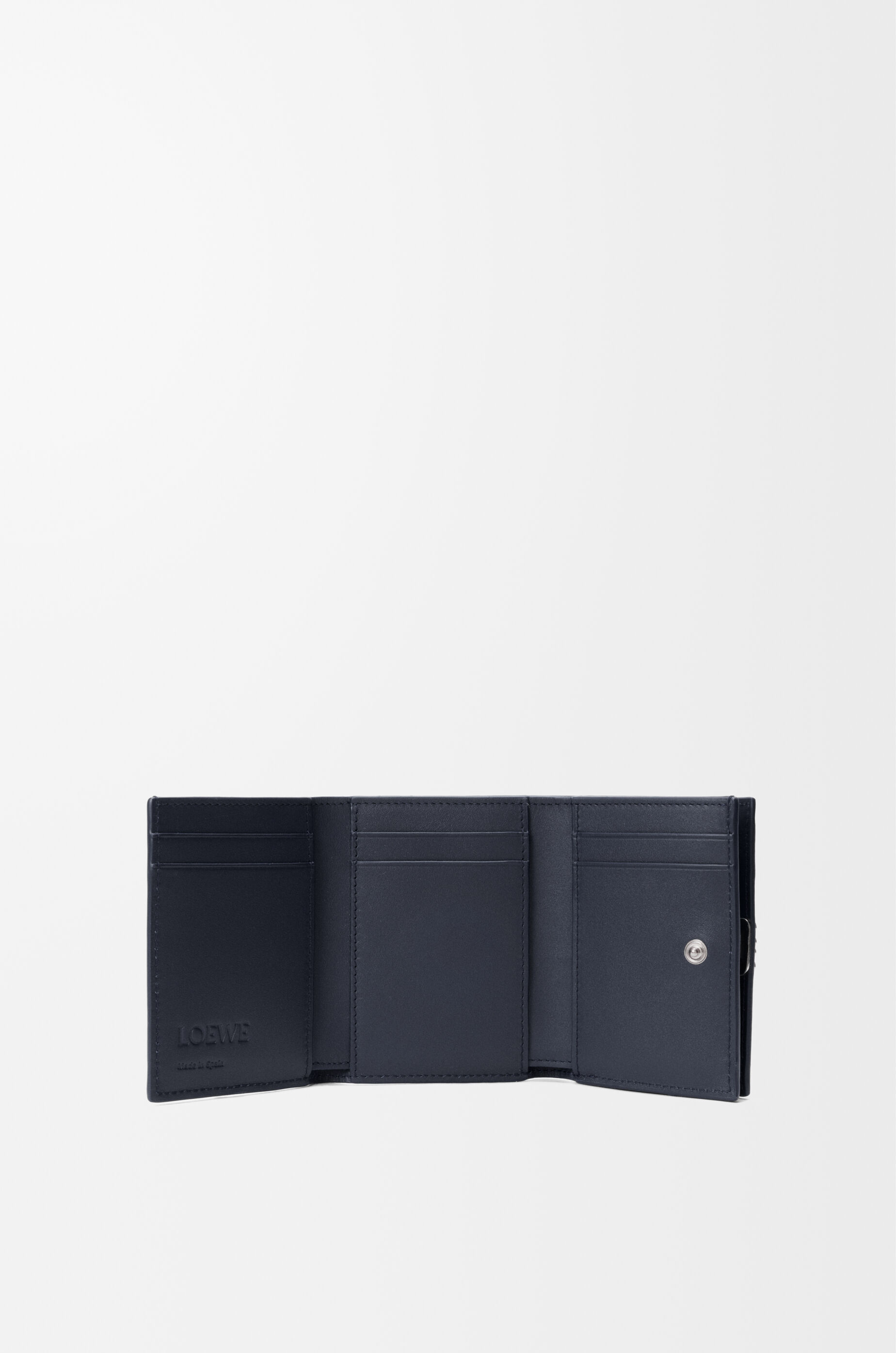 LOEWE Anagram trifold wallet in pebble grained calfskin Deep Navy