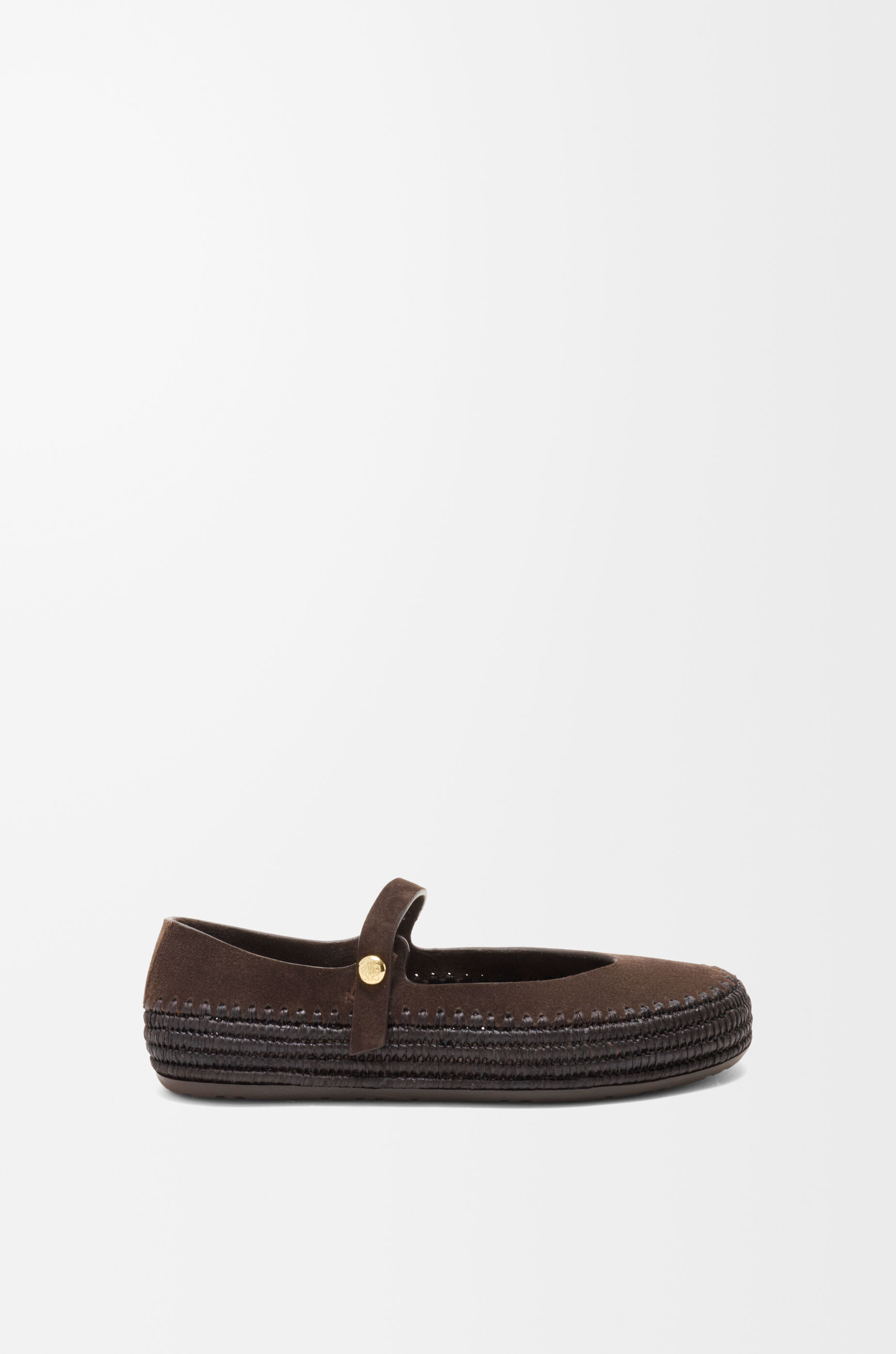LOEWE Rio Mary-Jane in suede and raffia Dark Brown