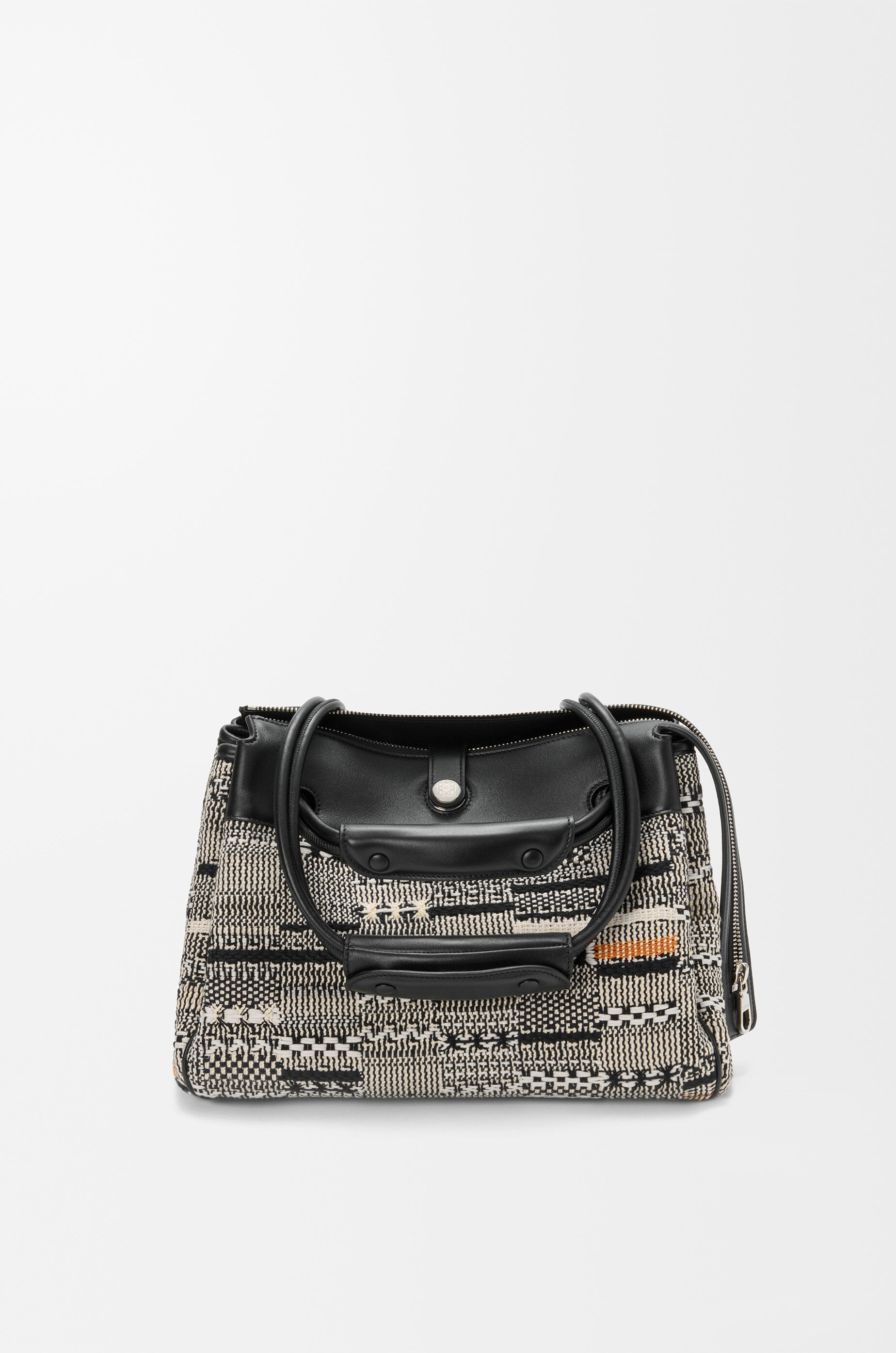 LOEWE Medium Madrid bag in woven textile Black/White