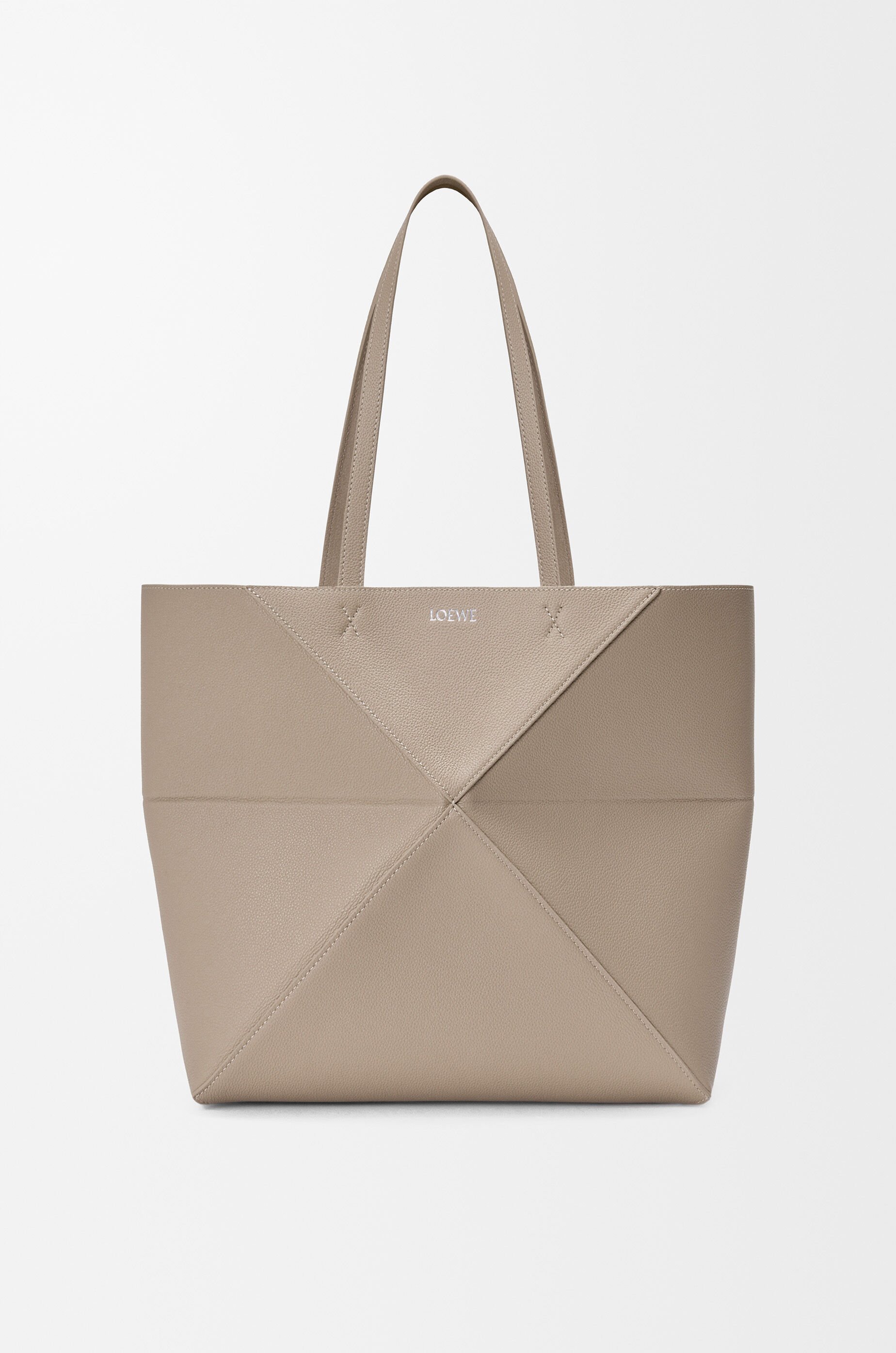 LOEWE Medium horizontal Puzzle Fold tote in soft grained calfskin Clay